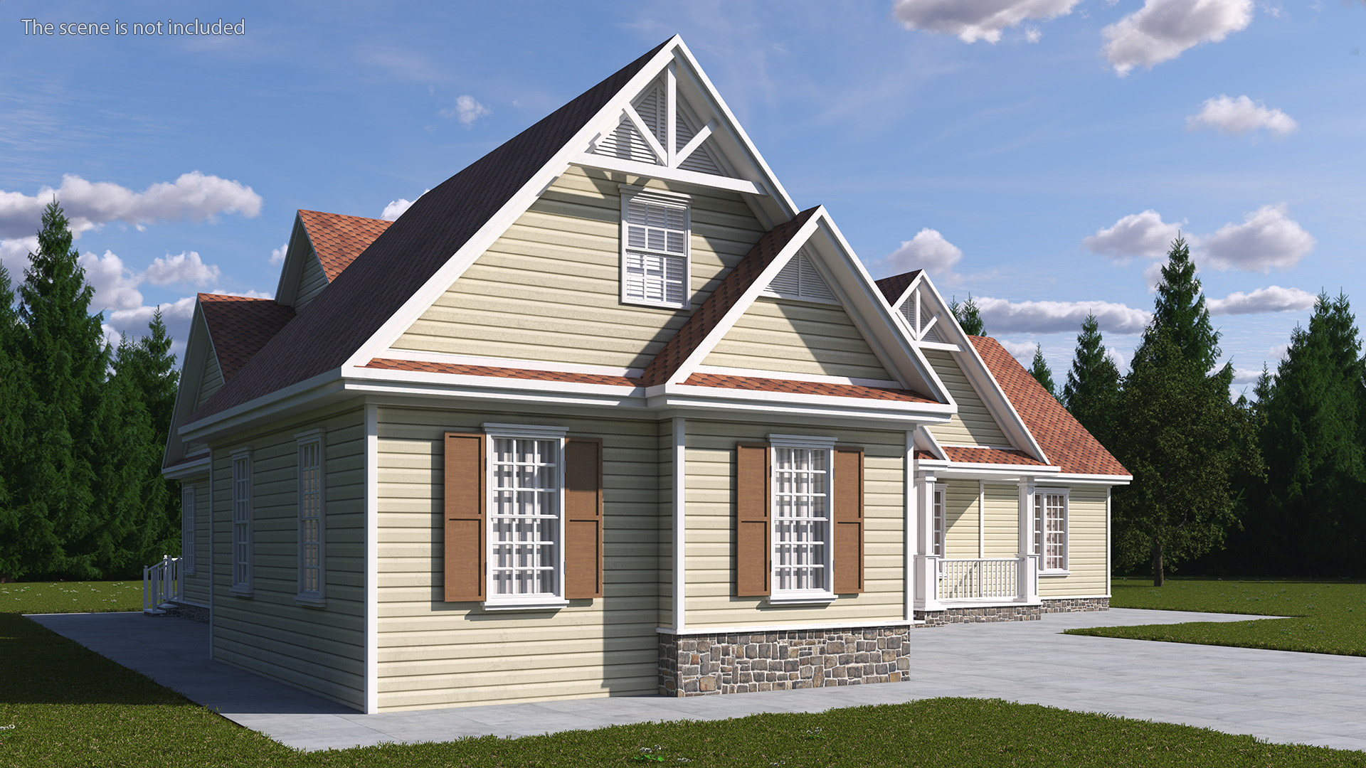 3D American House with Garage Yellow model