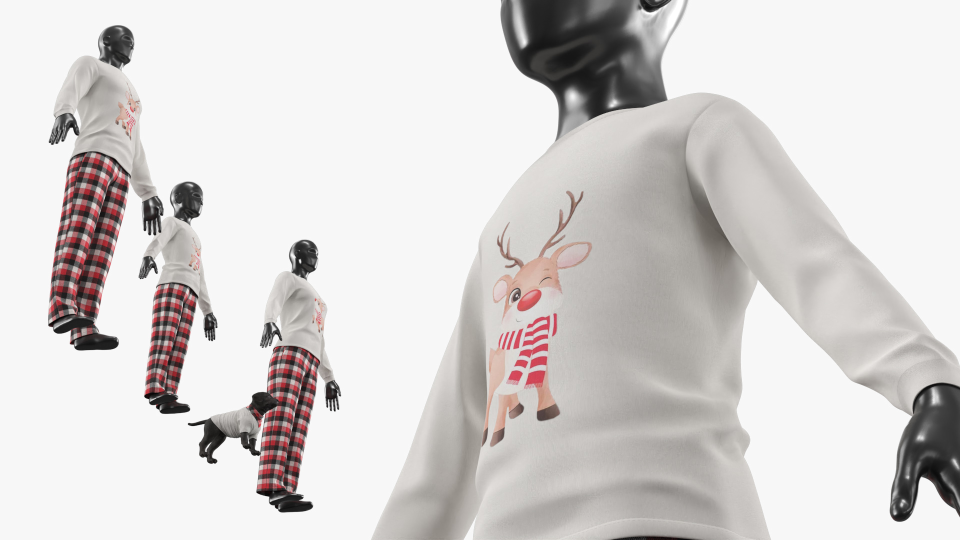 Matching Family Pajama Set with Dog Clothing White Red - view 6
