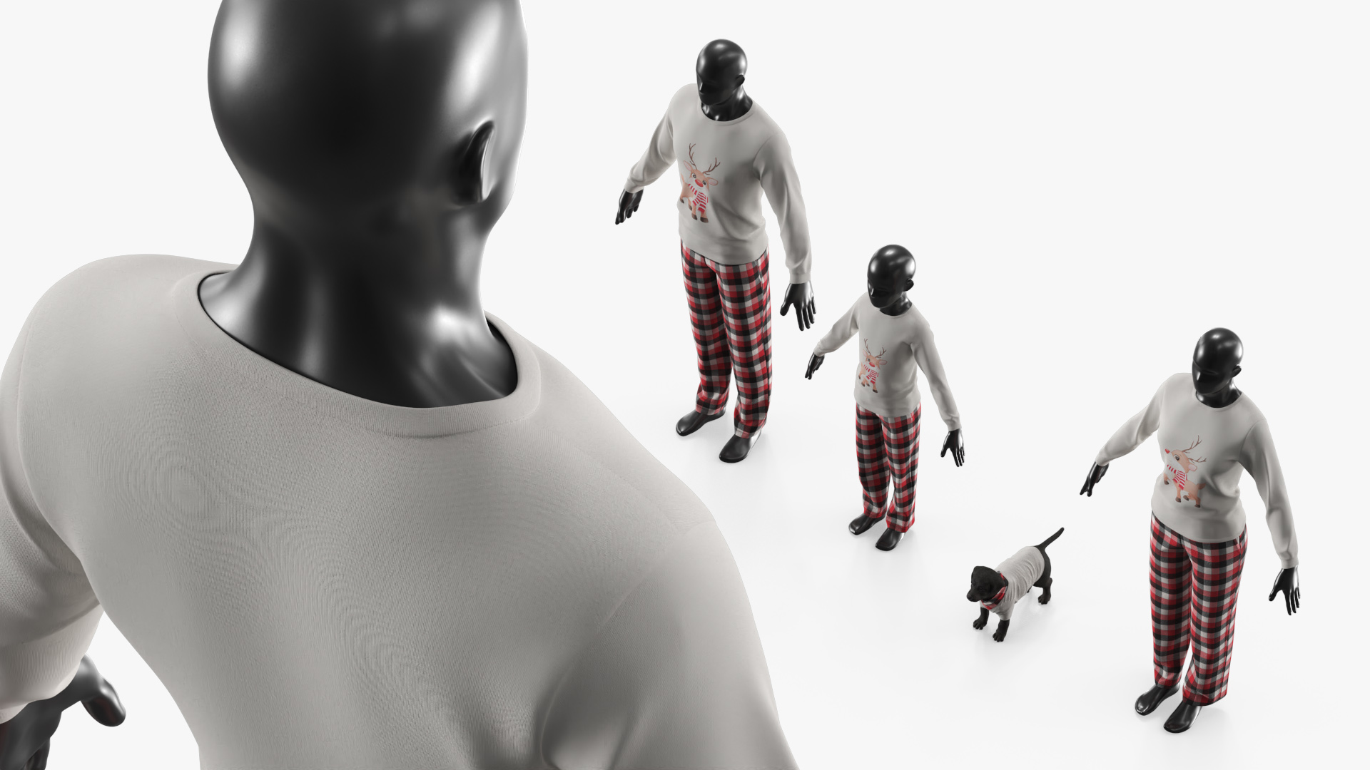 Matching Family Pajama Set with Dog Clothing White Red - view 5