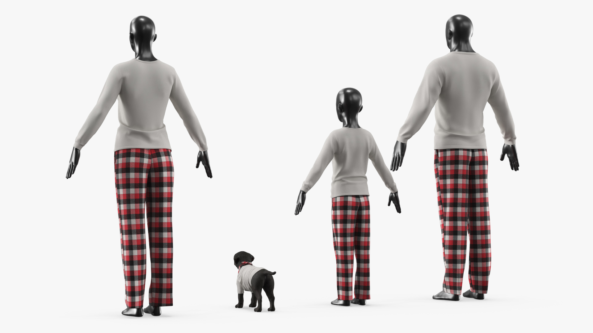 Matching Family Pajama Set with Dog Clothing White Red - view 4