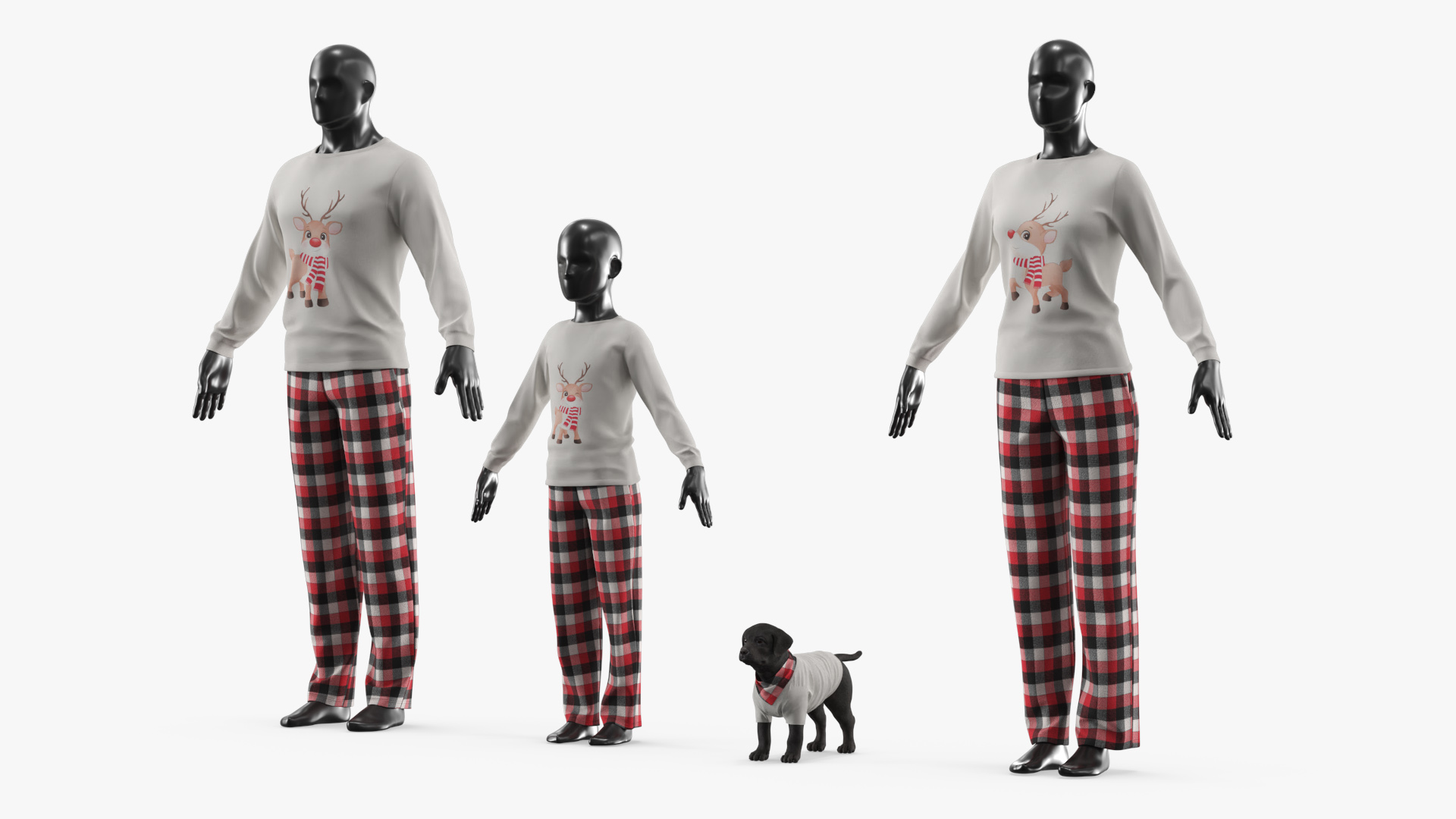 Matching Family Pajama Set with Dog Clothing White Red - view 2