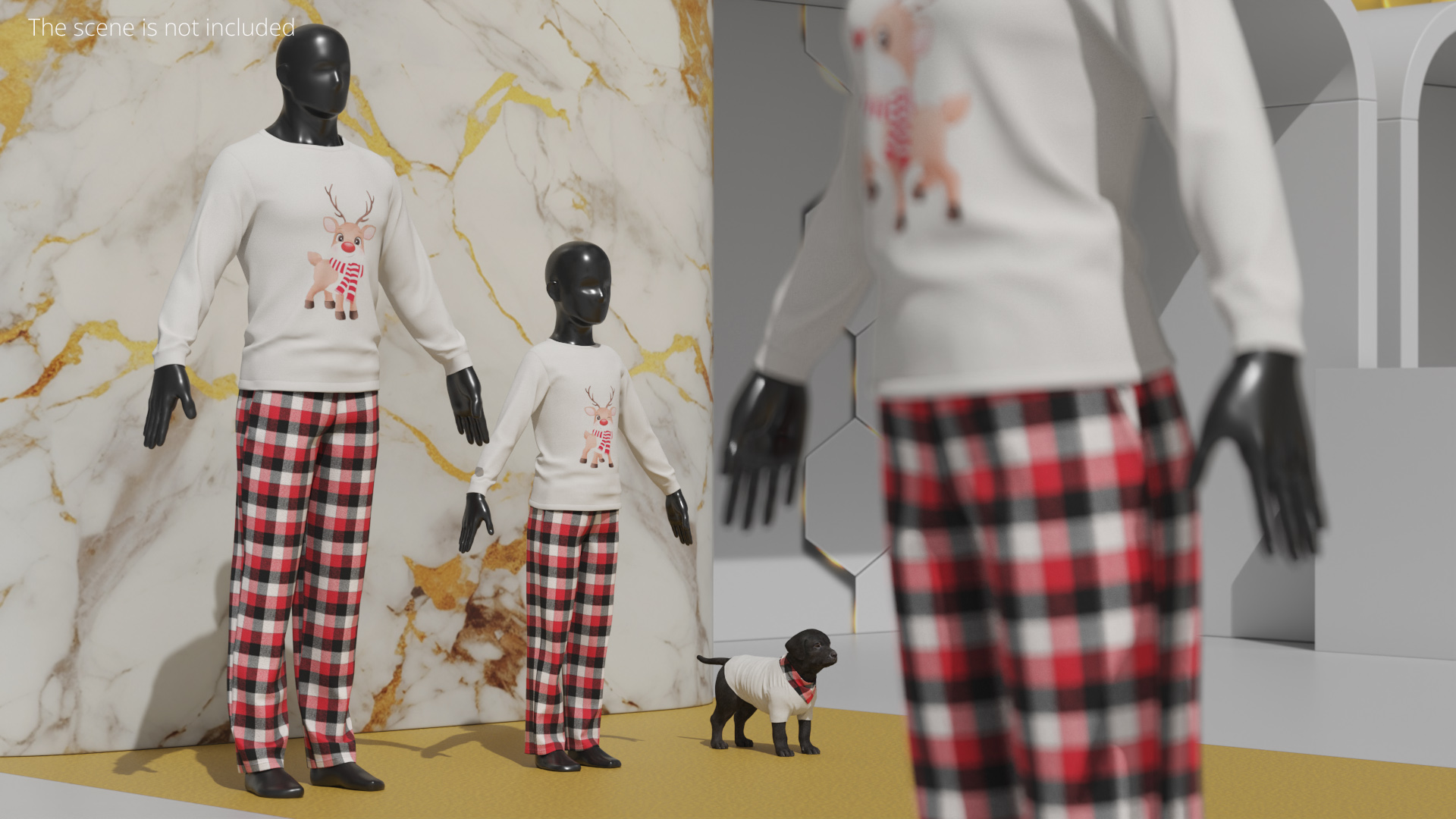 Matching Family Pajama Set with Dog Clothing White Red - view 3