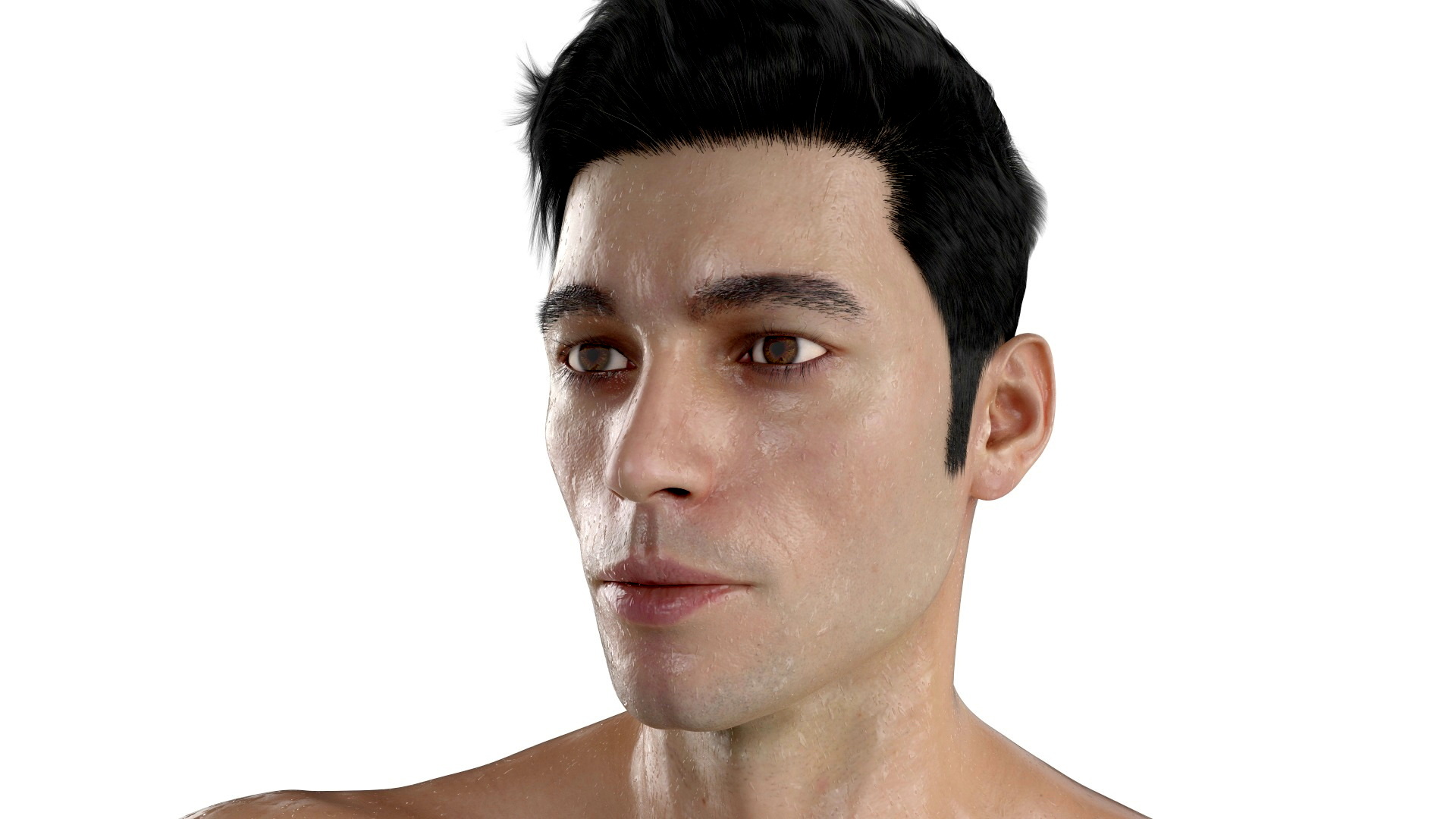 UFC MMA Fighter in Kicking Stance Sweaty Fur 3D model