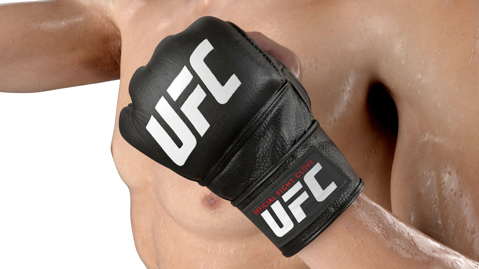 UFC MMA Fighter in Kicking Stance Sweaty Fur 3D model