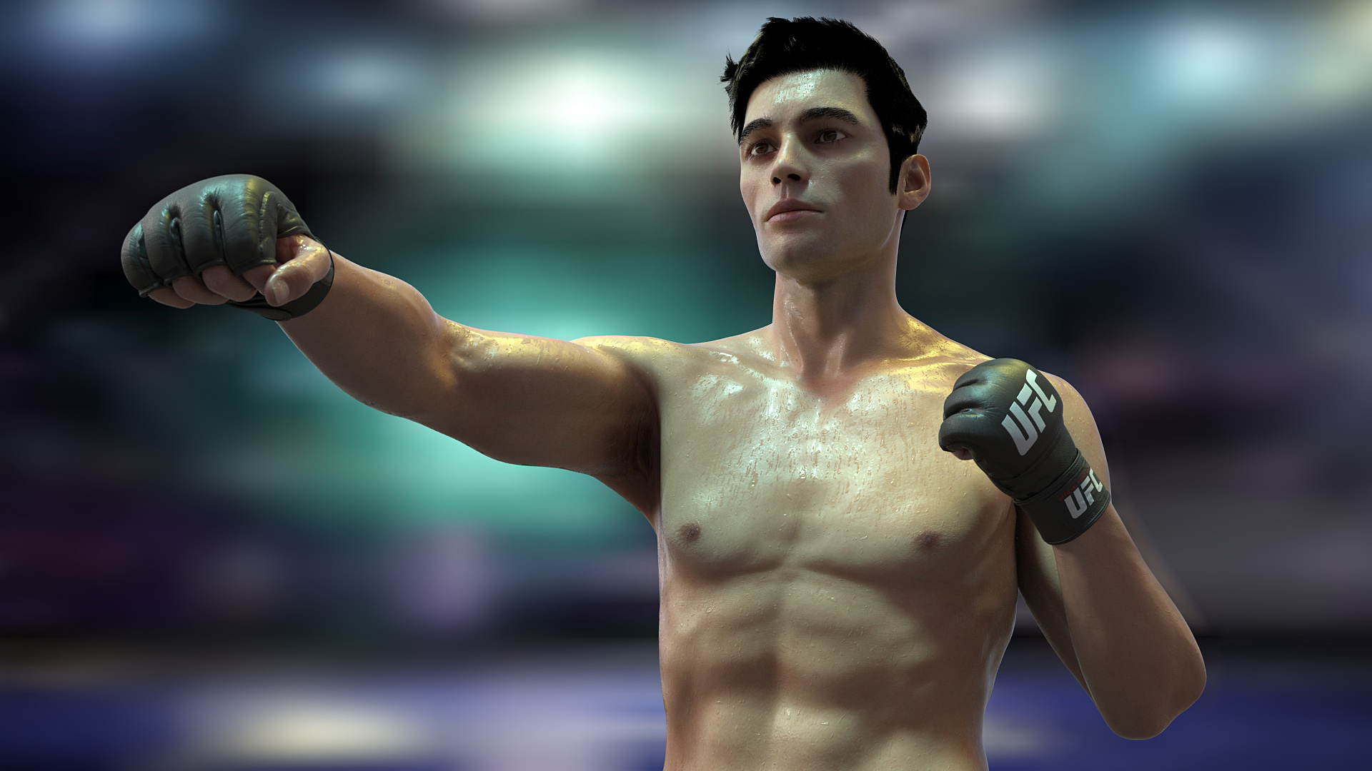 UFC MMA Fighter in Kicking Stance Sweaty Fur 3D model