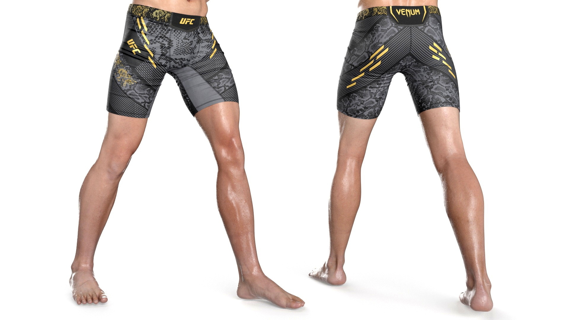 UFC MMA Fighter in Kicking Stance Sweaty Fur 3D model