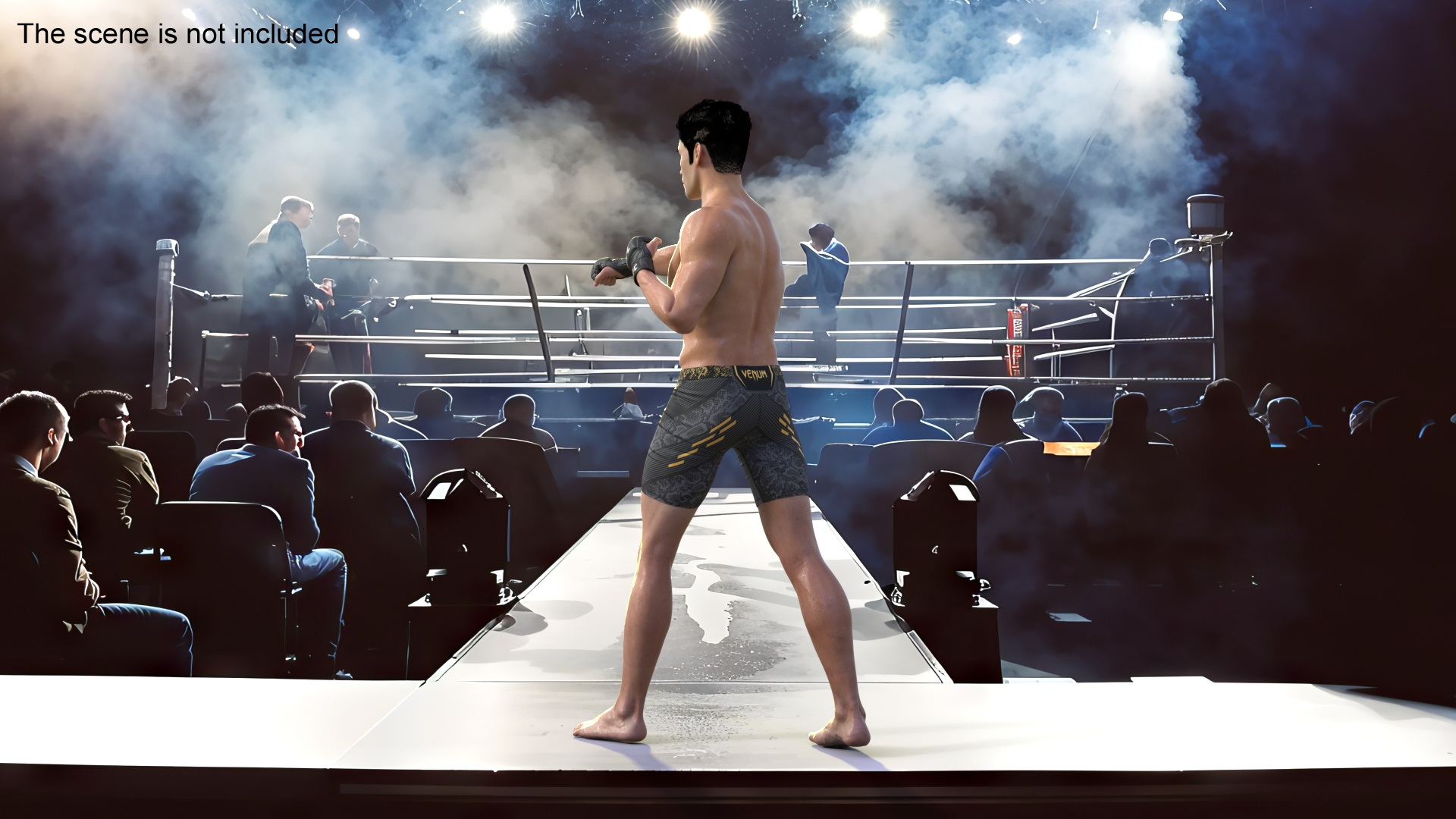 UFC MMA Fighter in Kicking Stance Sweaty Fur 3D model