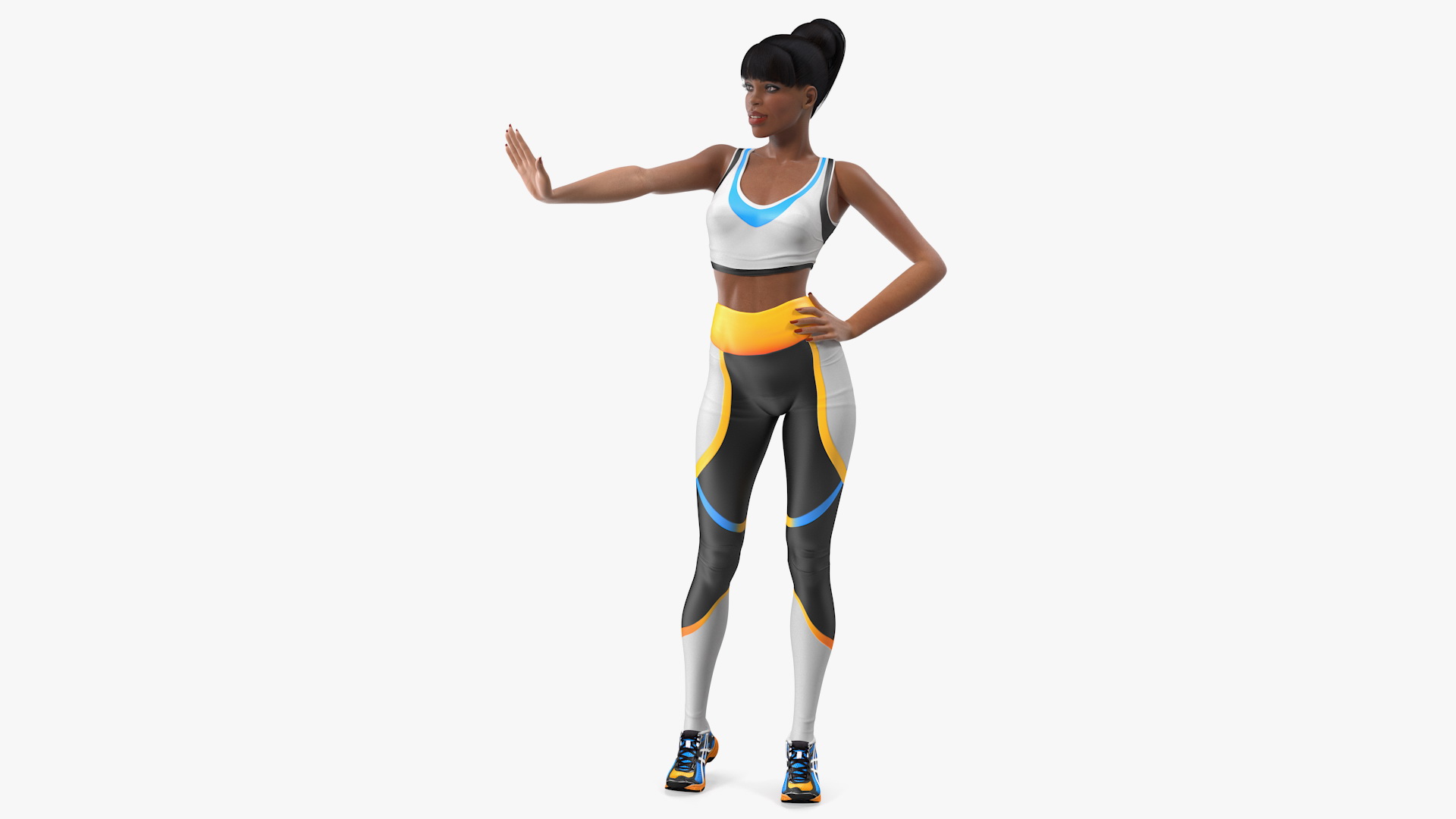 3D Light Skin Fitness Woman Standing Pose model