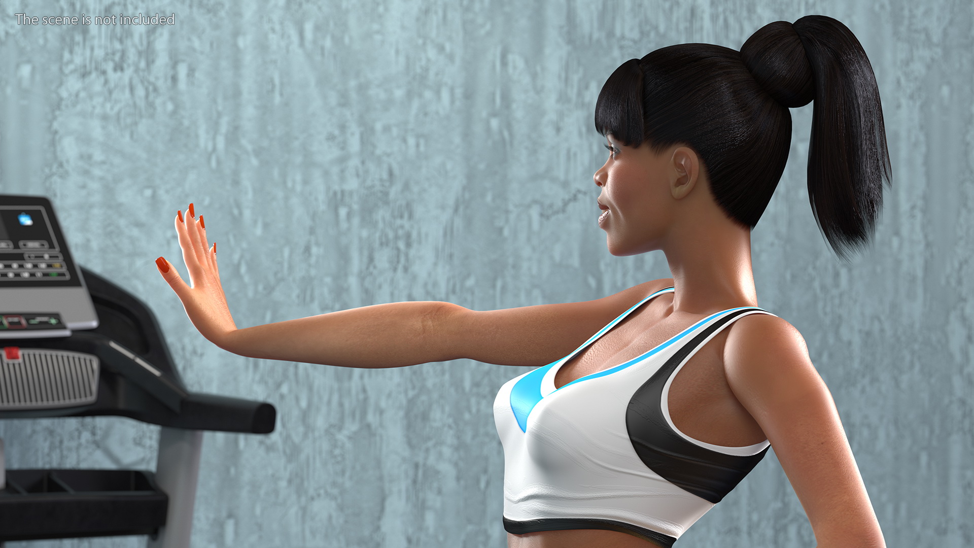 3D Light Skin Fitness Woman Standing Pose model