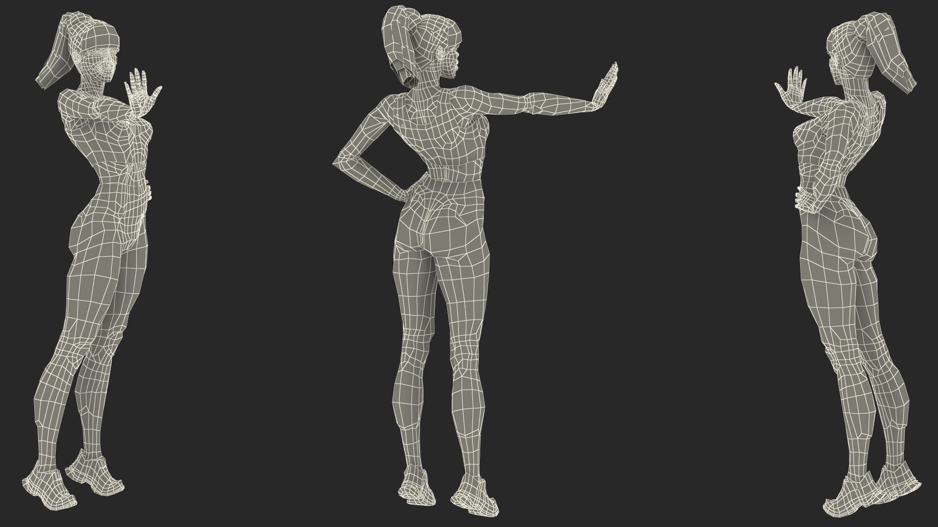 3D Light Skin Fitness Woman Standing Pose model