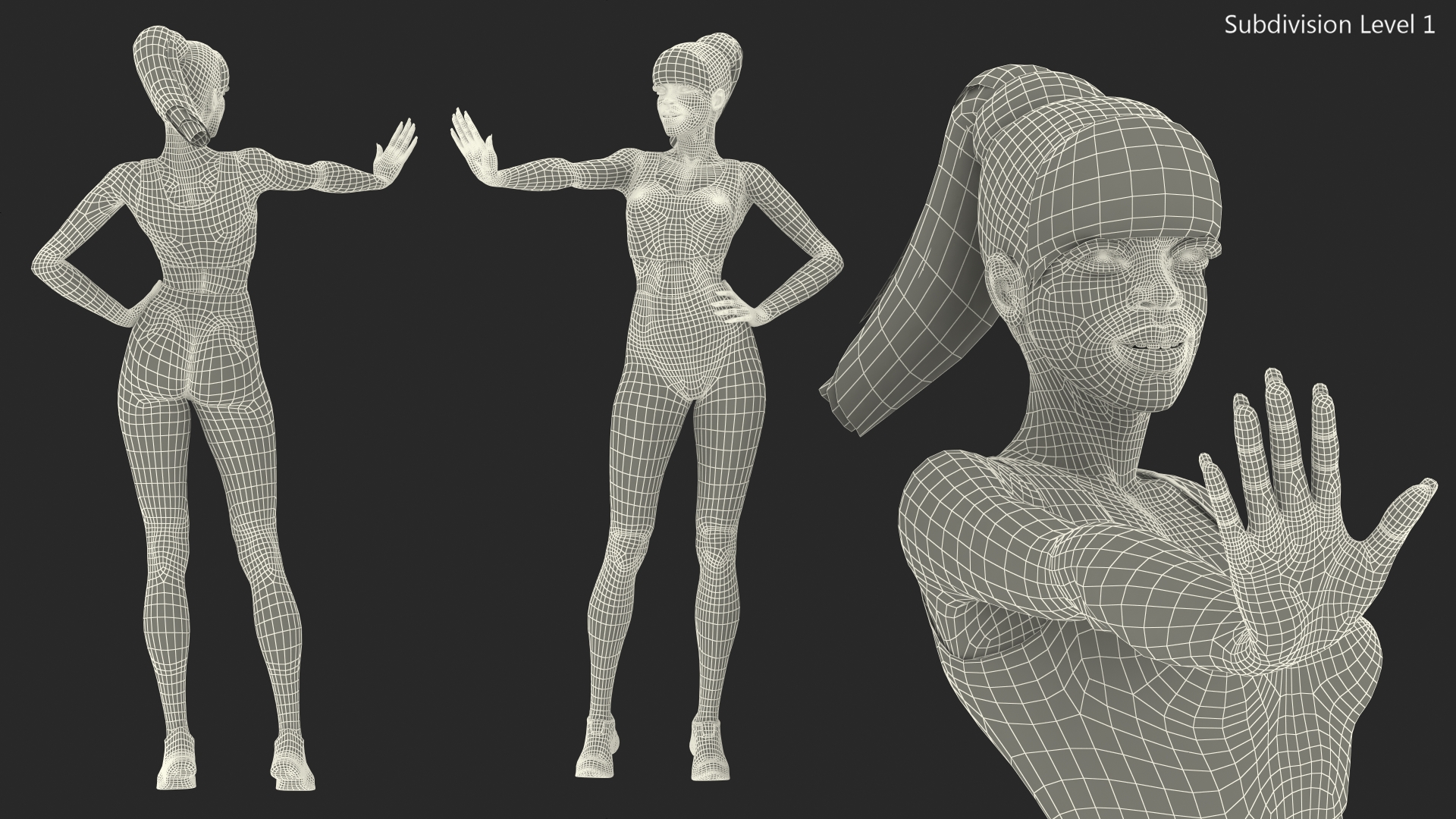 3D Light Skin Fitness Woman Standing Pose model