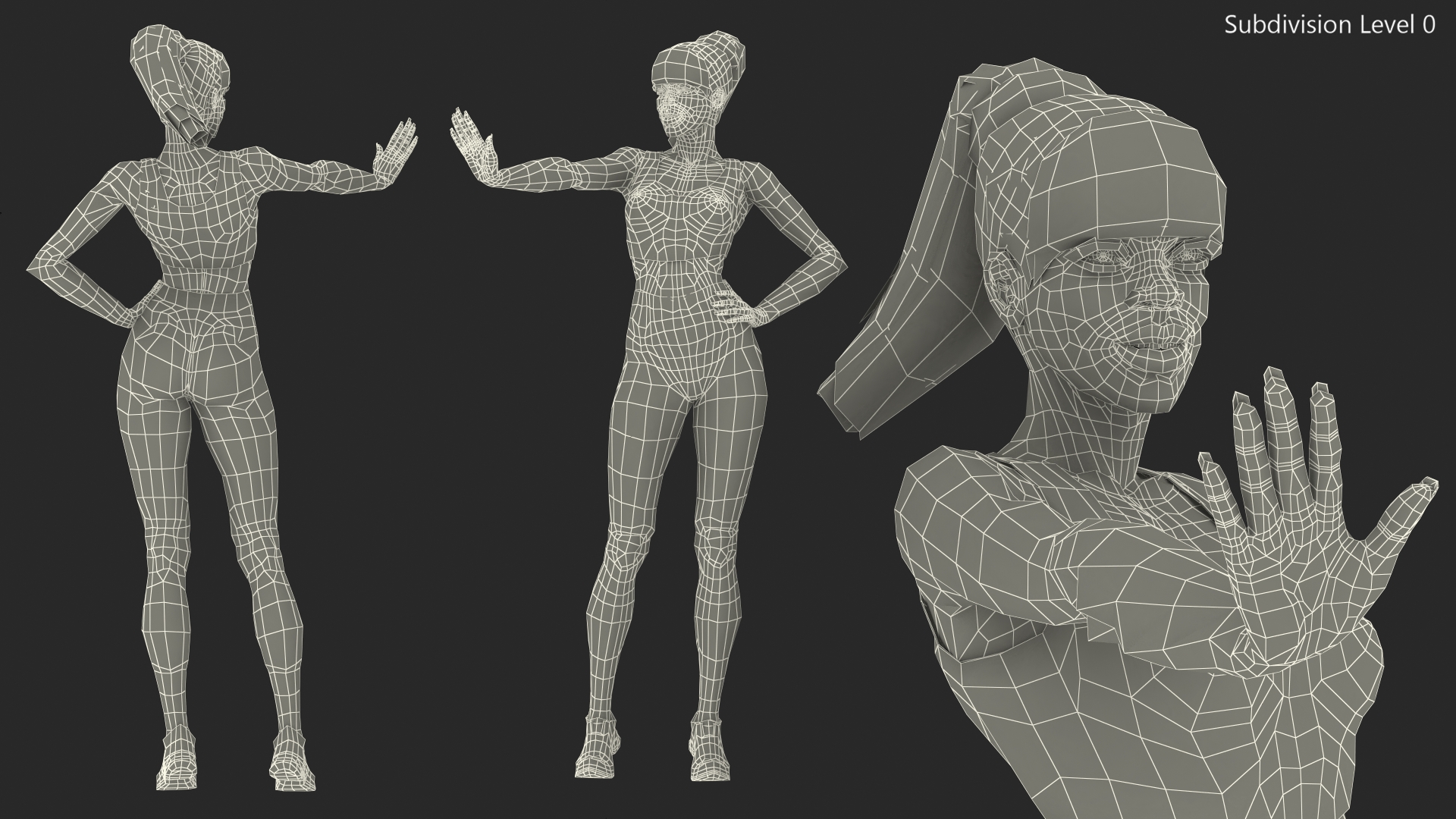 3D Light Skin Fitness Woman Standing Pose model