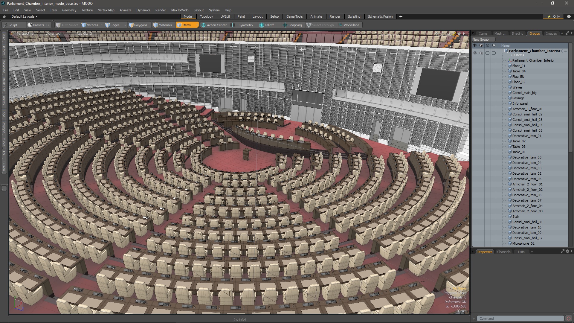 Parliament Chamber Interior 3D