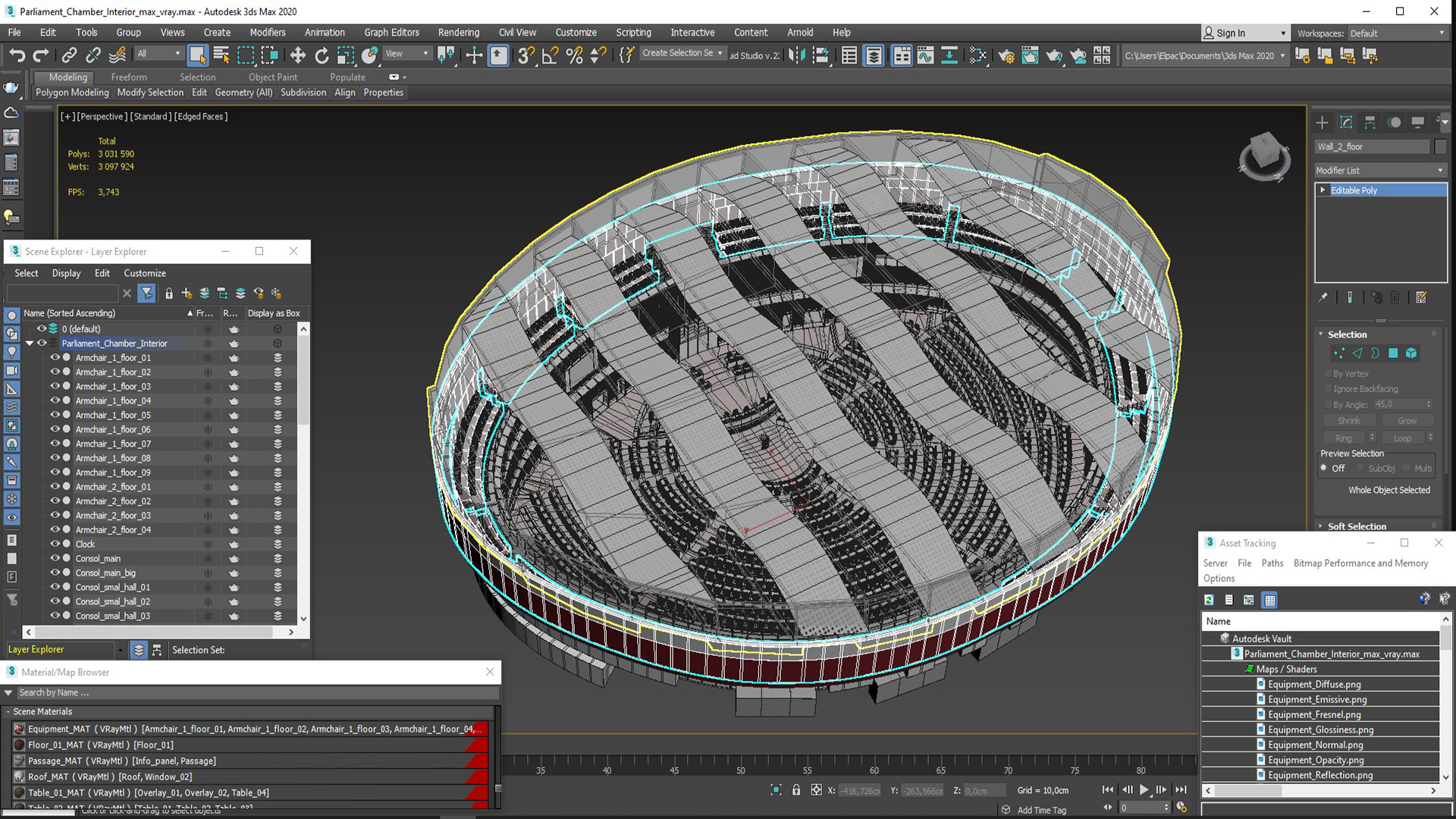 Parliament Chamber Interior 3D