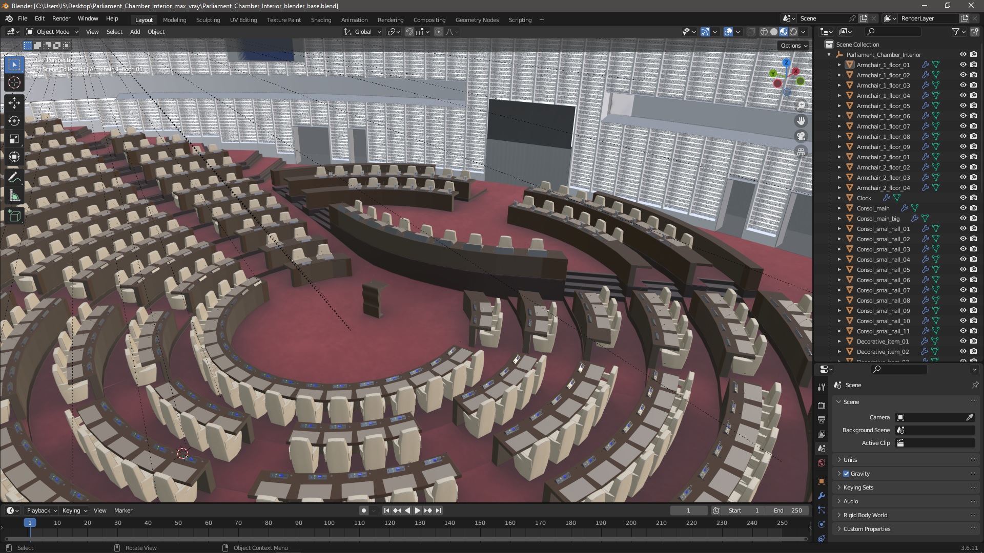 Parliament Chamber Interior 3D