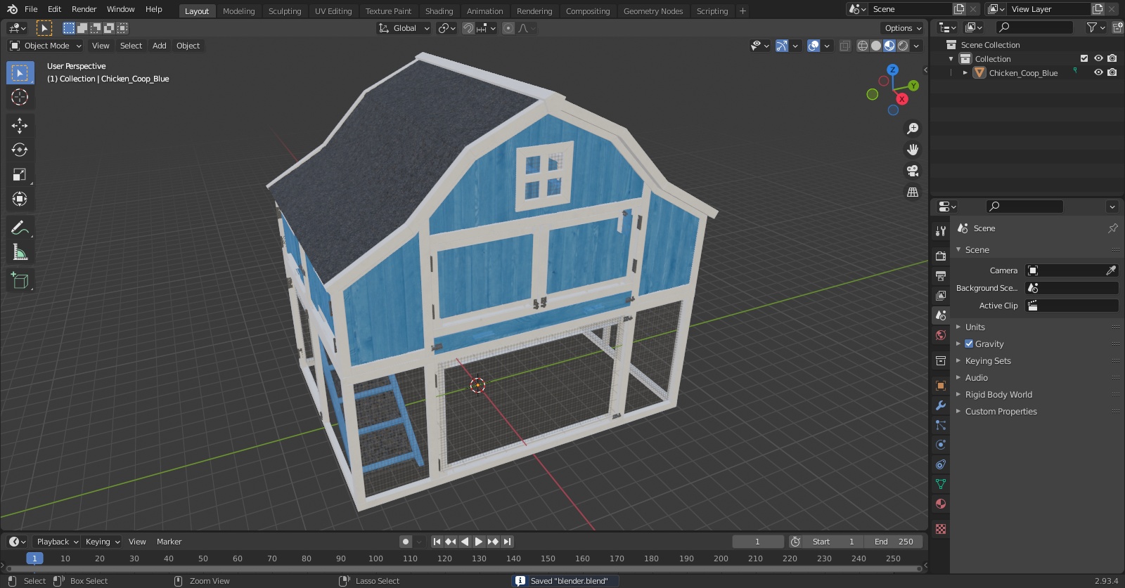 Chicken Coop Blue 3D