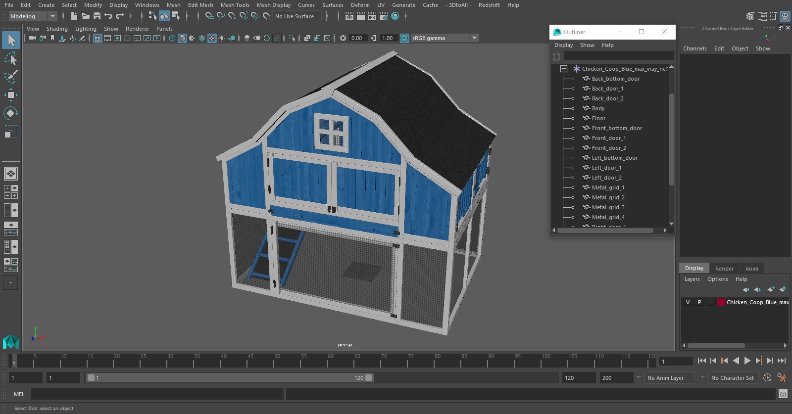 Chicken Coop Blue 3D