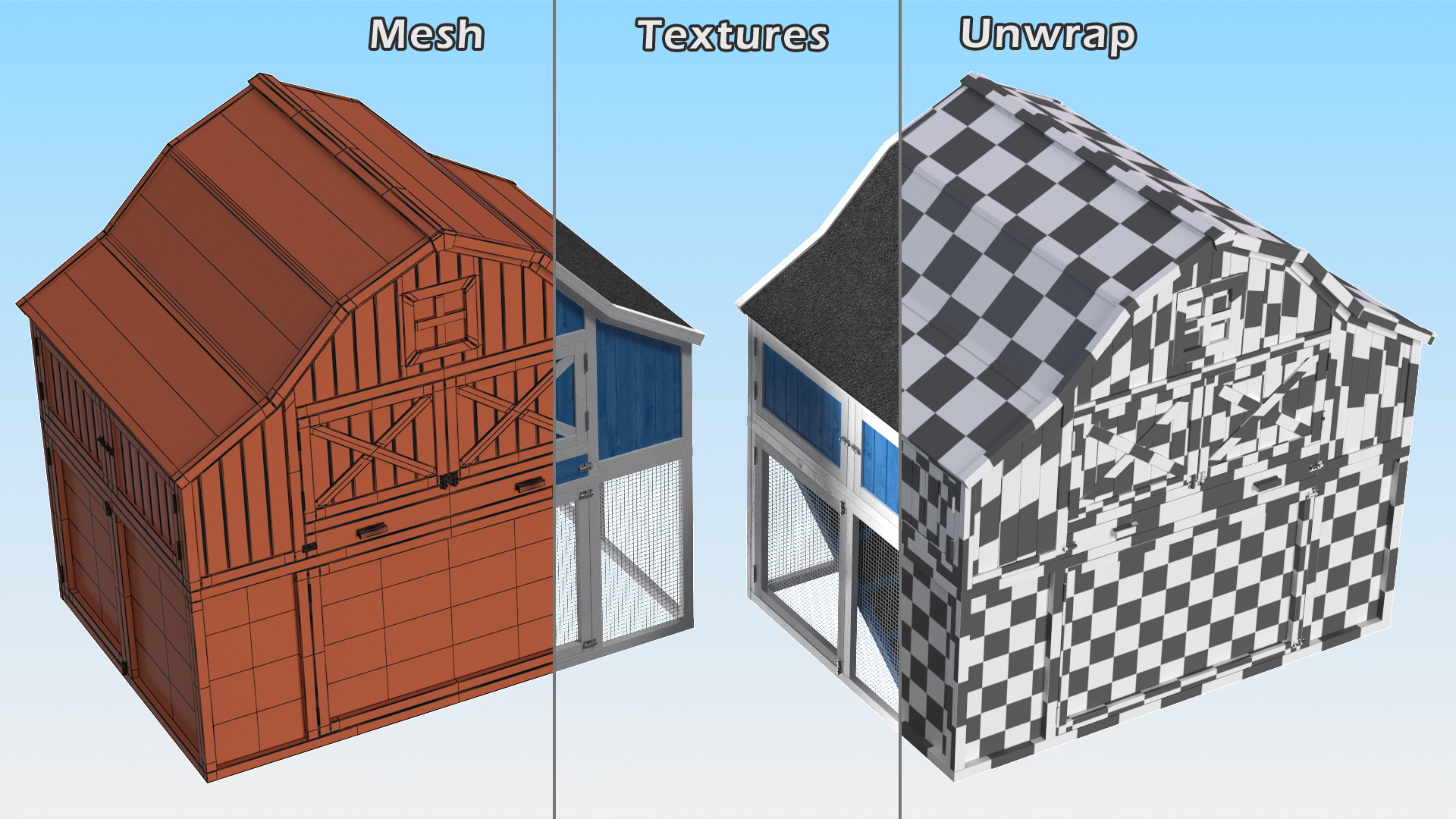 Chicken Coop Blue 3D
