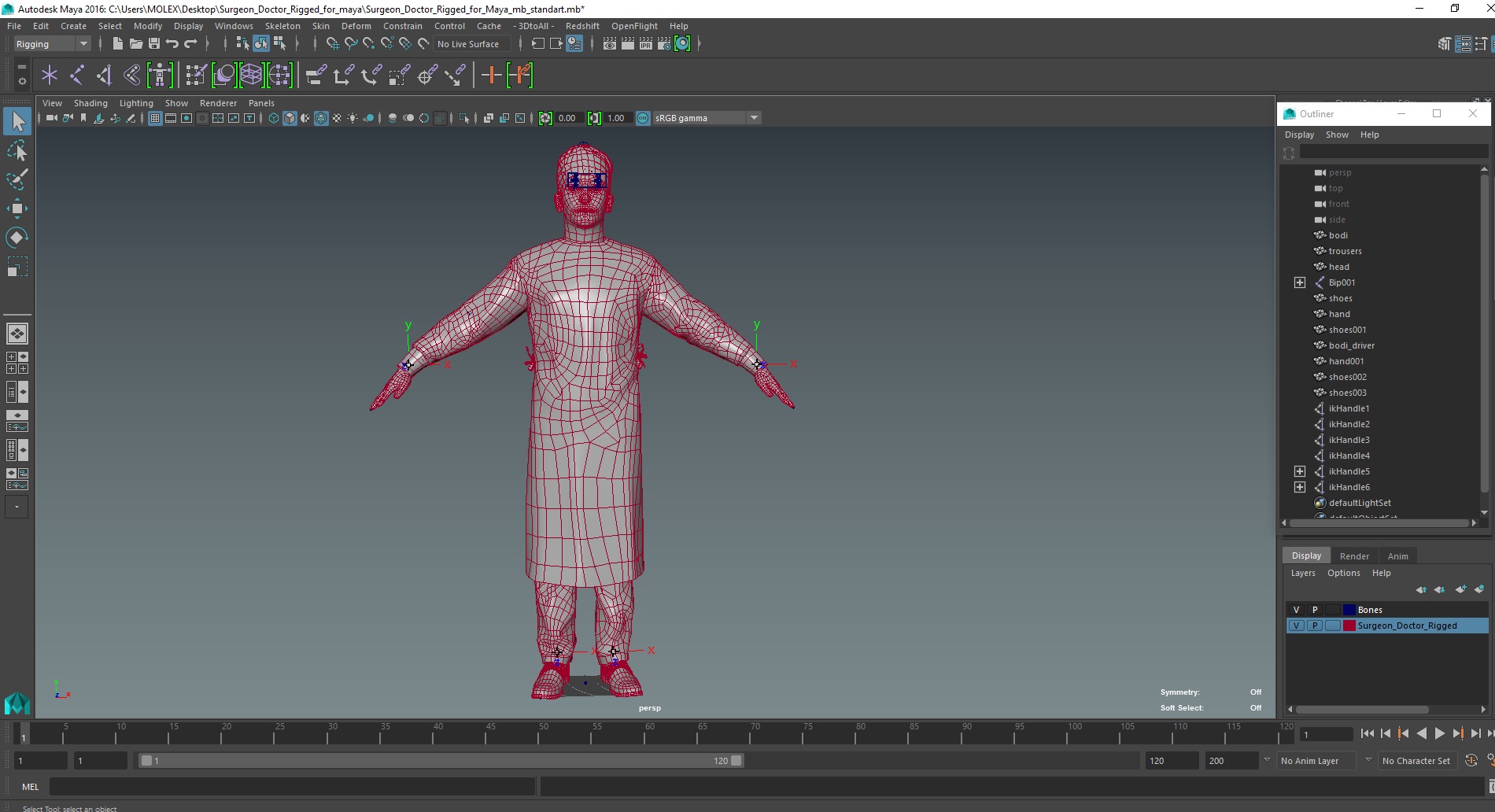 3D model Surgeon Doctor Rigged for Maya