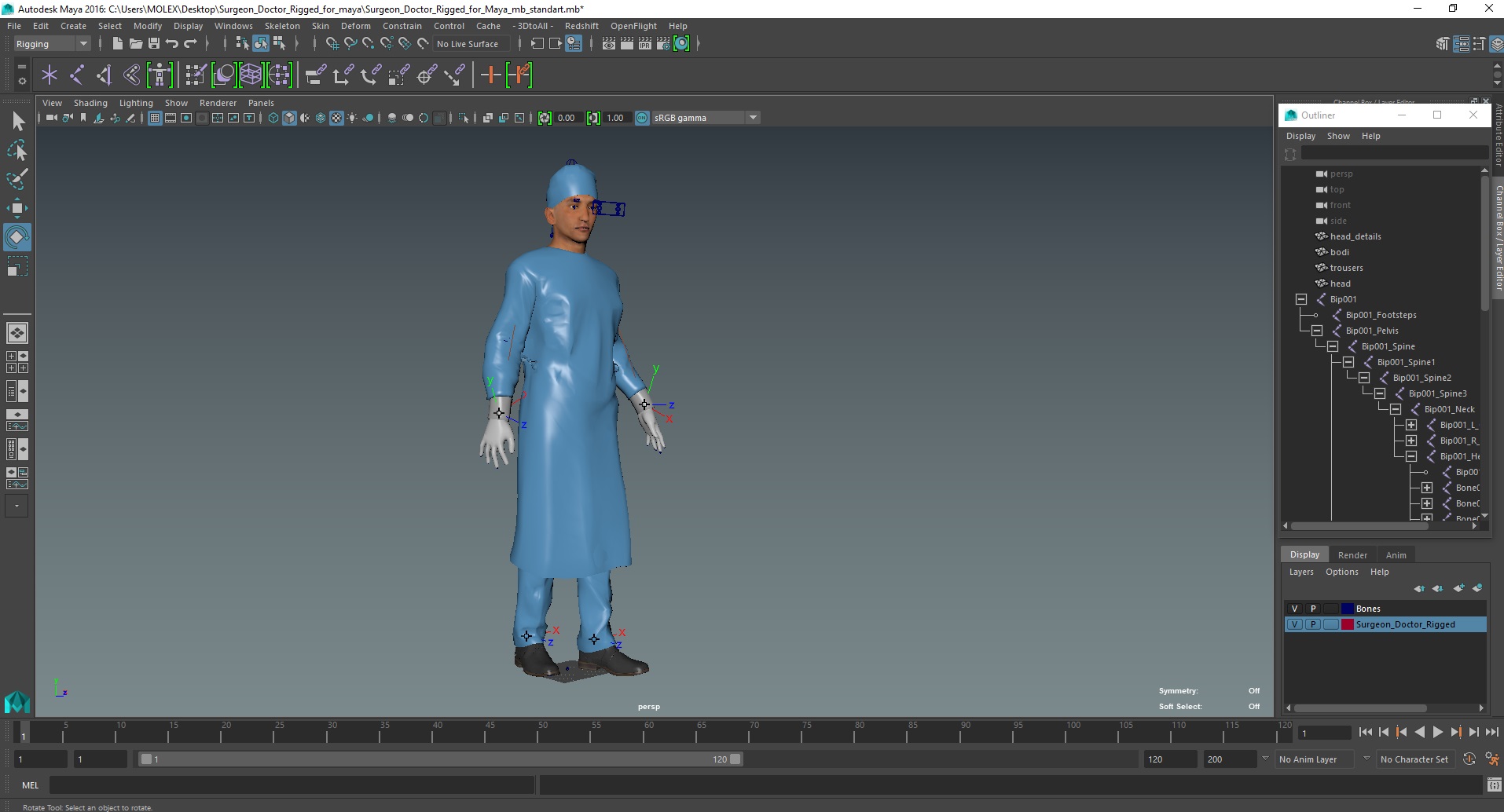 3D model Surgeon Doctor Rigged for Maya