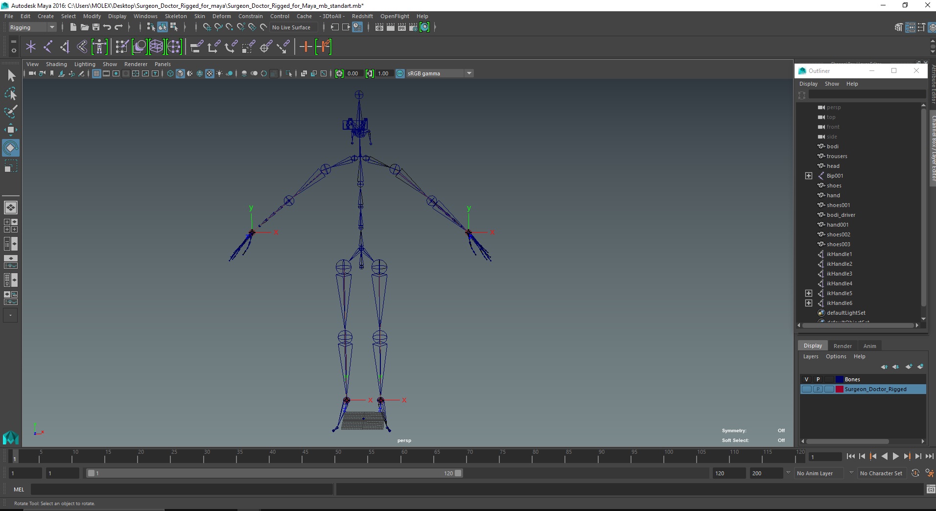 3D model Surgeon Doctor Rigged for Maya