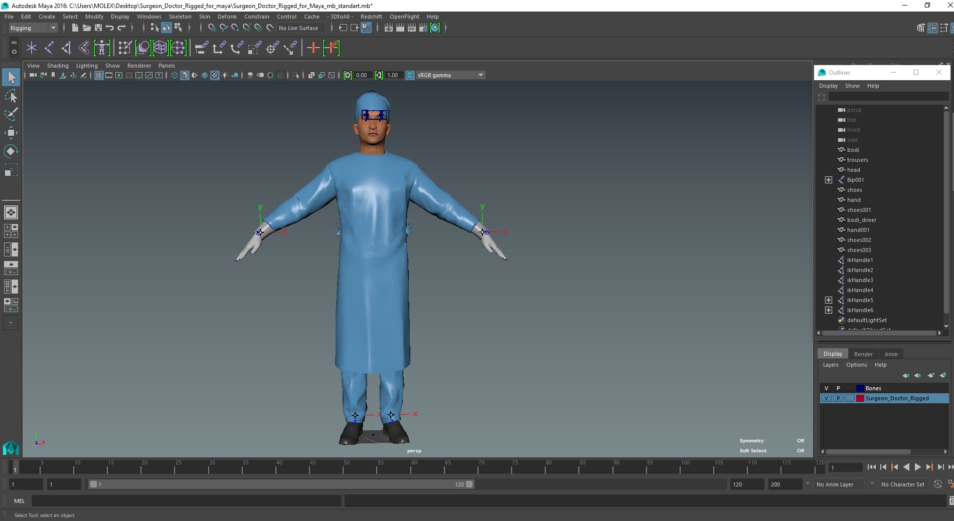 3D model Surgeon Doctor Rigged for Maya