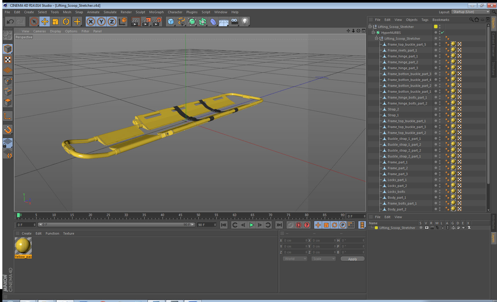 3D Lifting Scoop Stretcher model
