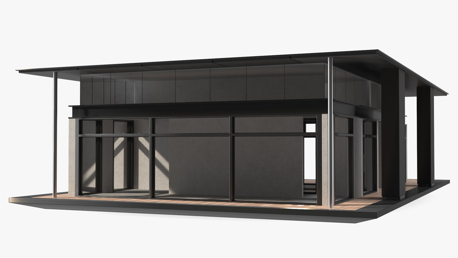 Designer House with Panoramic Windows 3D