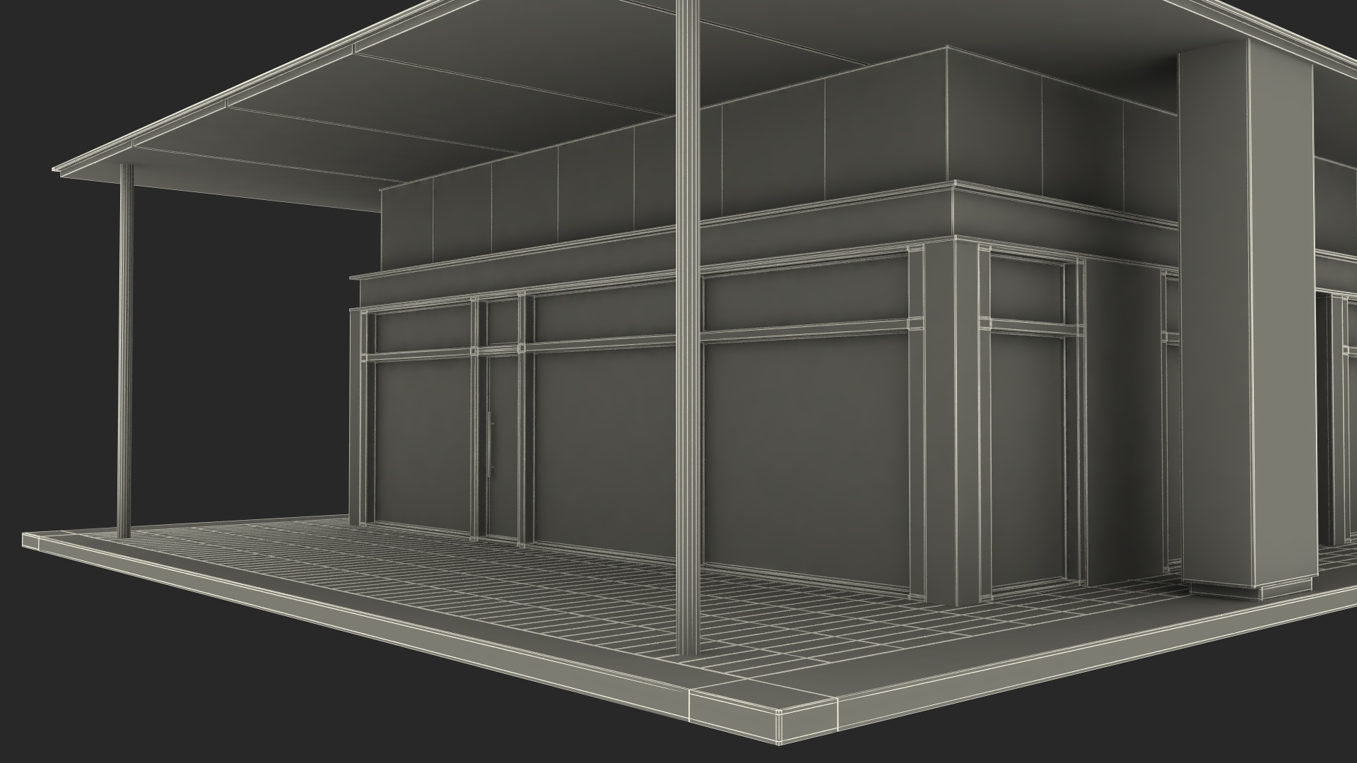 Designer House with Panoramic Windows 3D