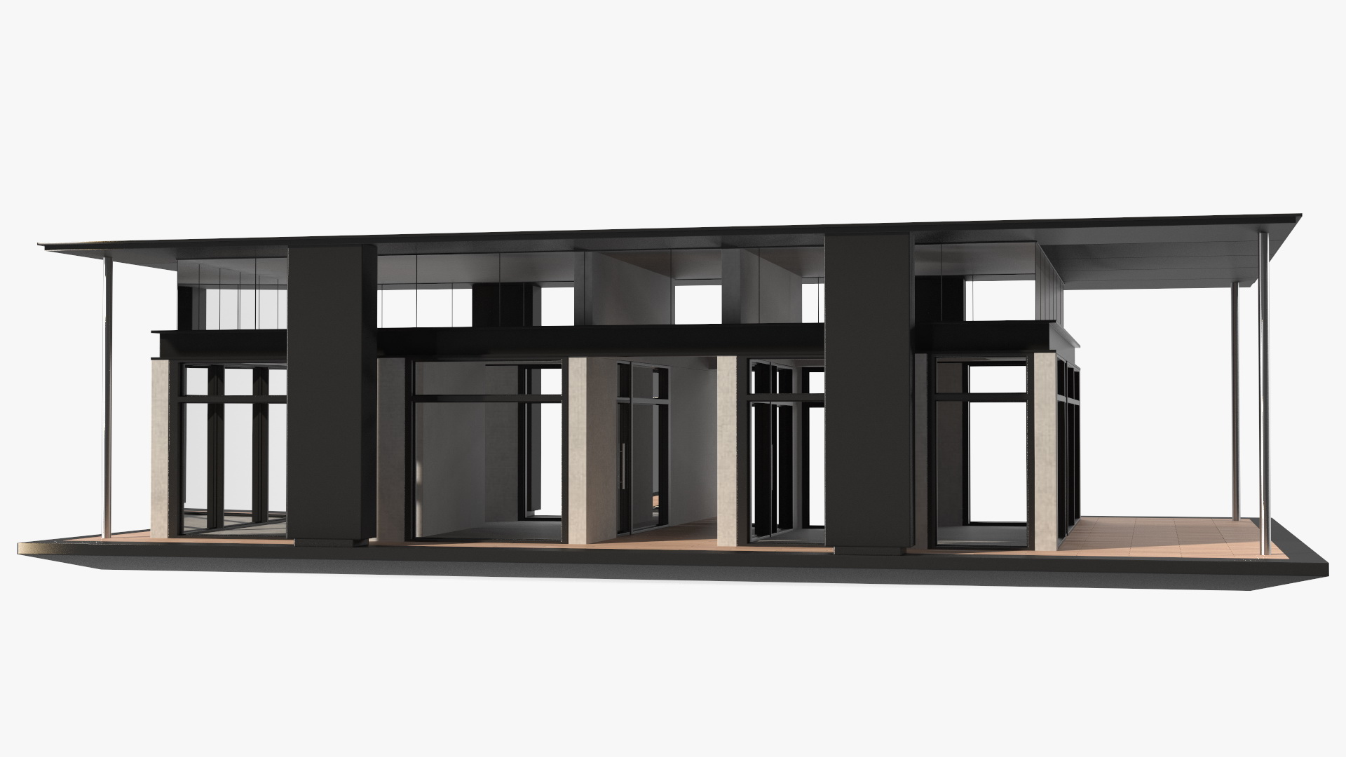 Designer House with Panoramic Windows 3D