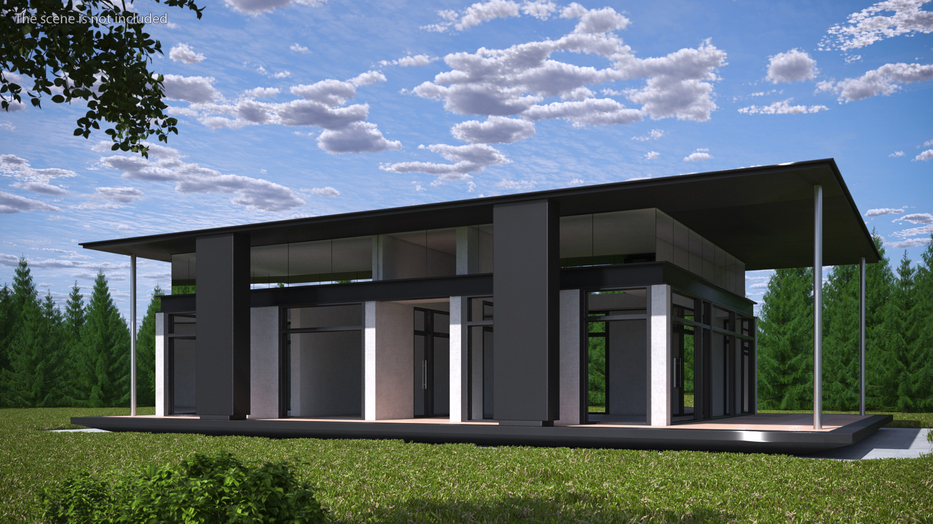 Designer House with Panoramic Windows 3D