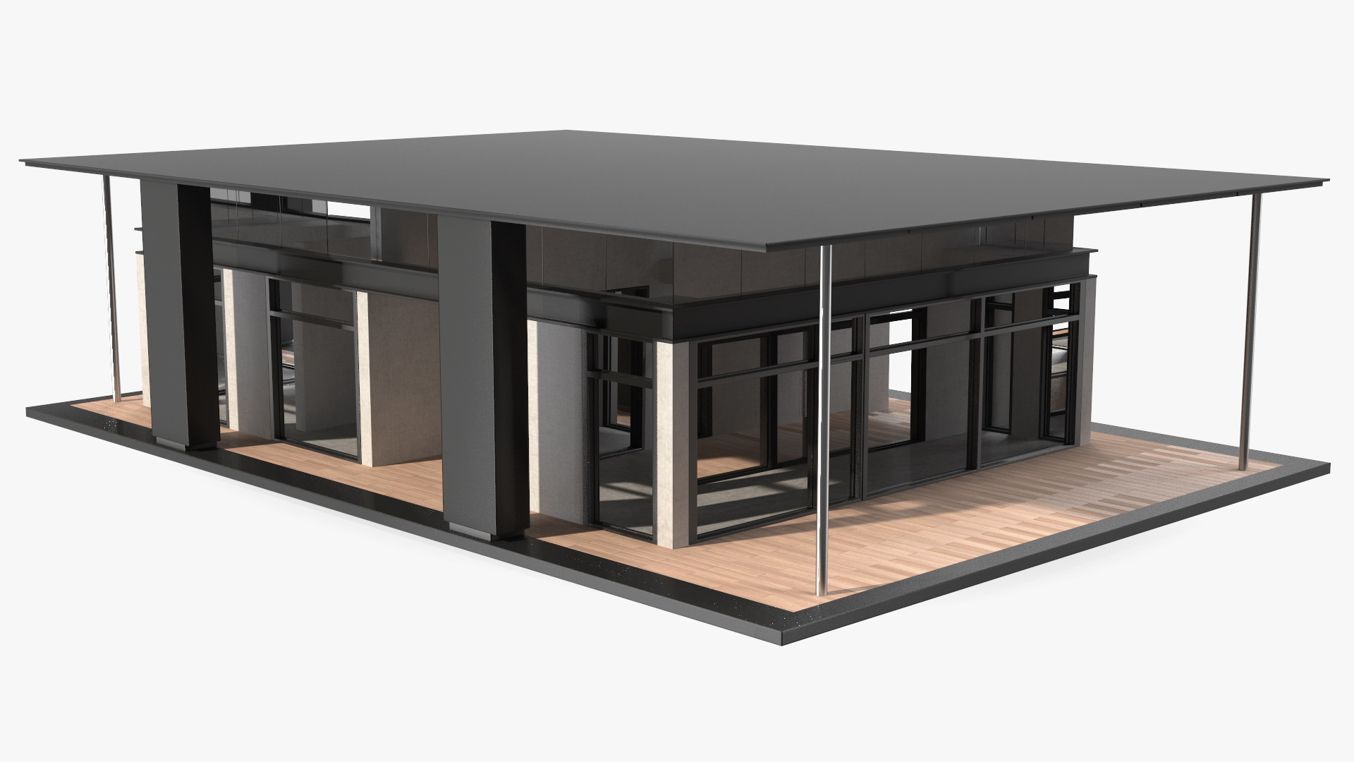 Designer House with Panoramic Windows 3D