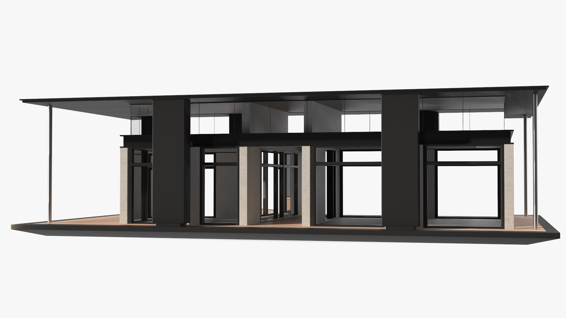 Designer House with Panoramic Windows 3D