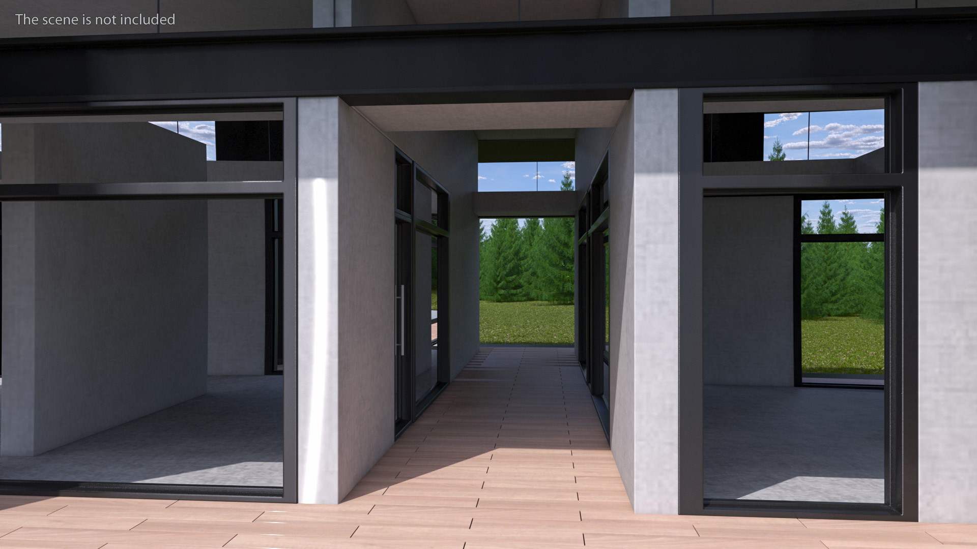 Designer House with Panoramic Windows 3D