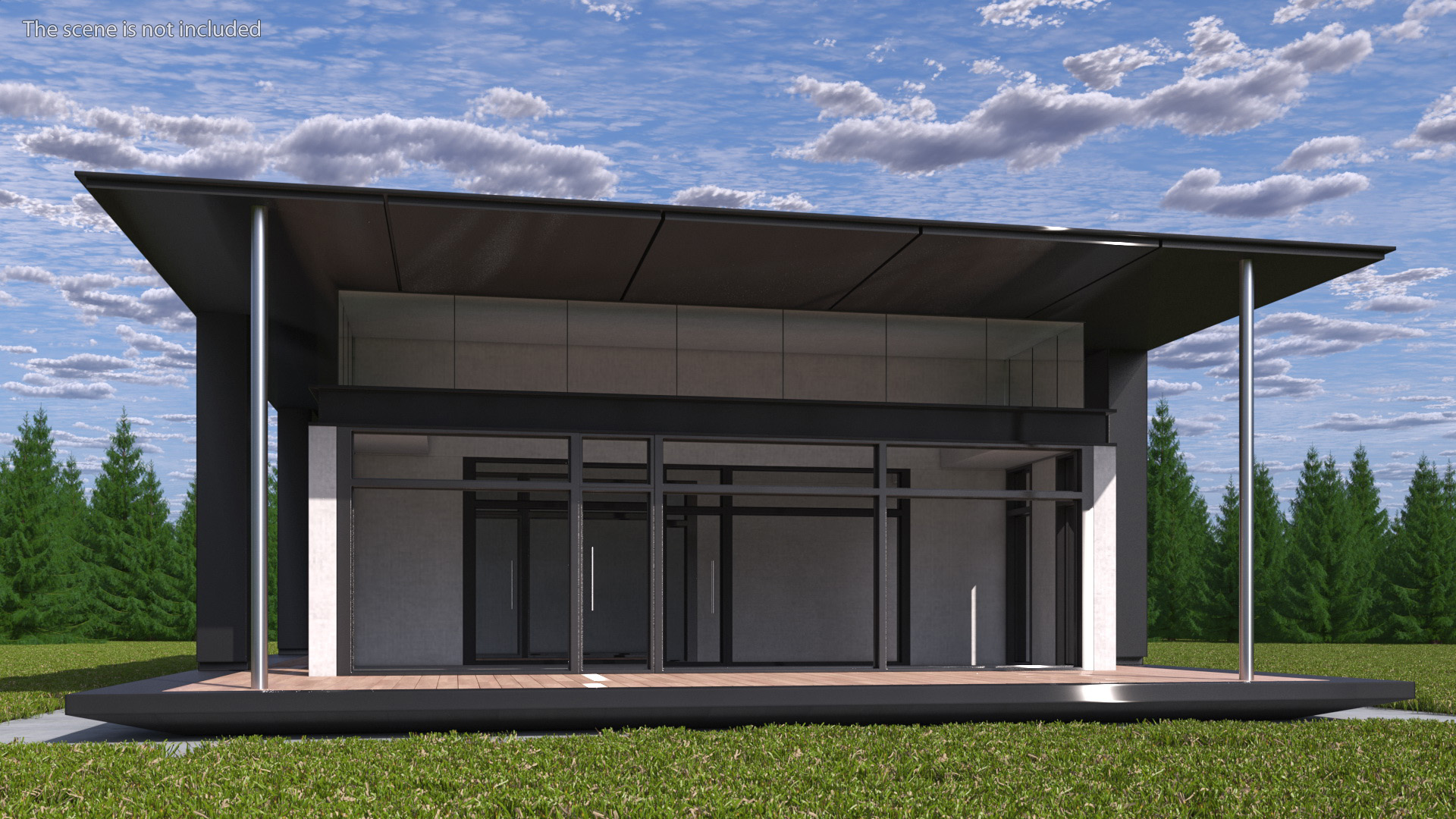 Designer House with Panoramic Windows 3D