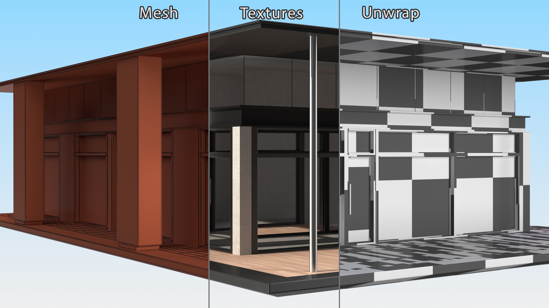 Designer House with Panoramic Windows 3D