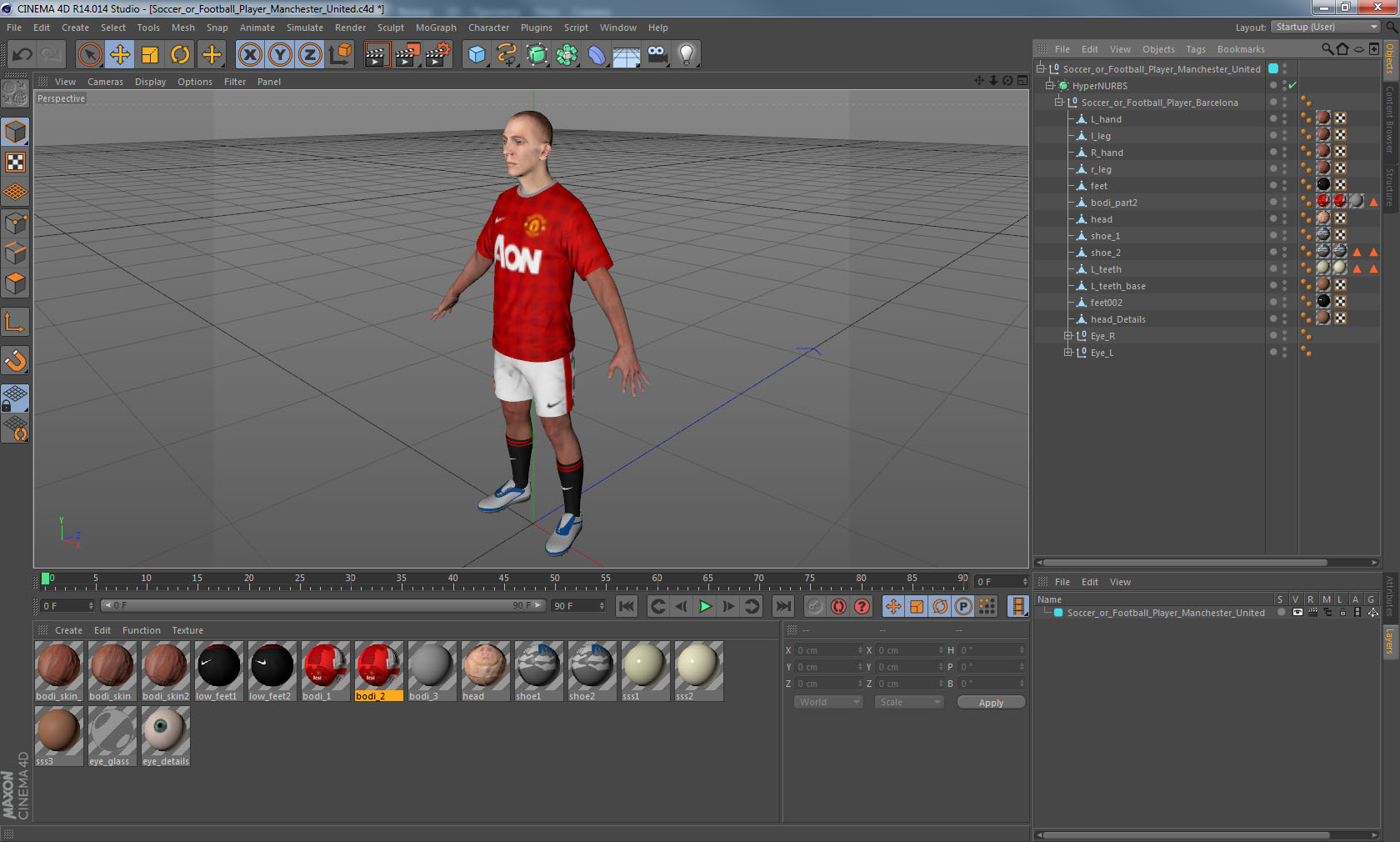 3D Soccer or Football Player Manchester United model