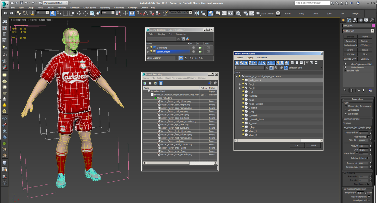 3D Soccer or Football Player Manchester United model