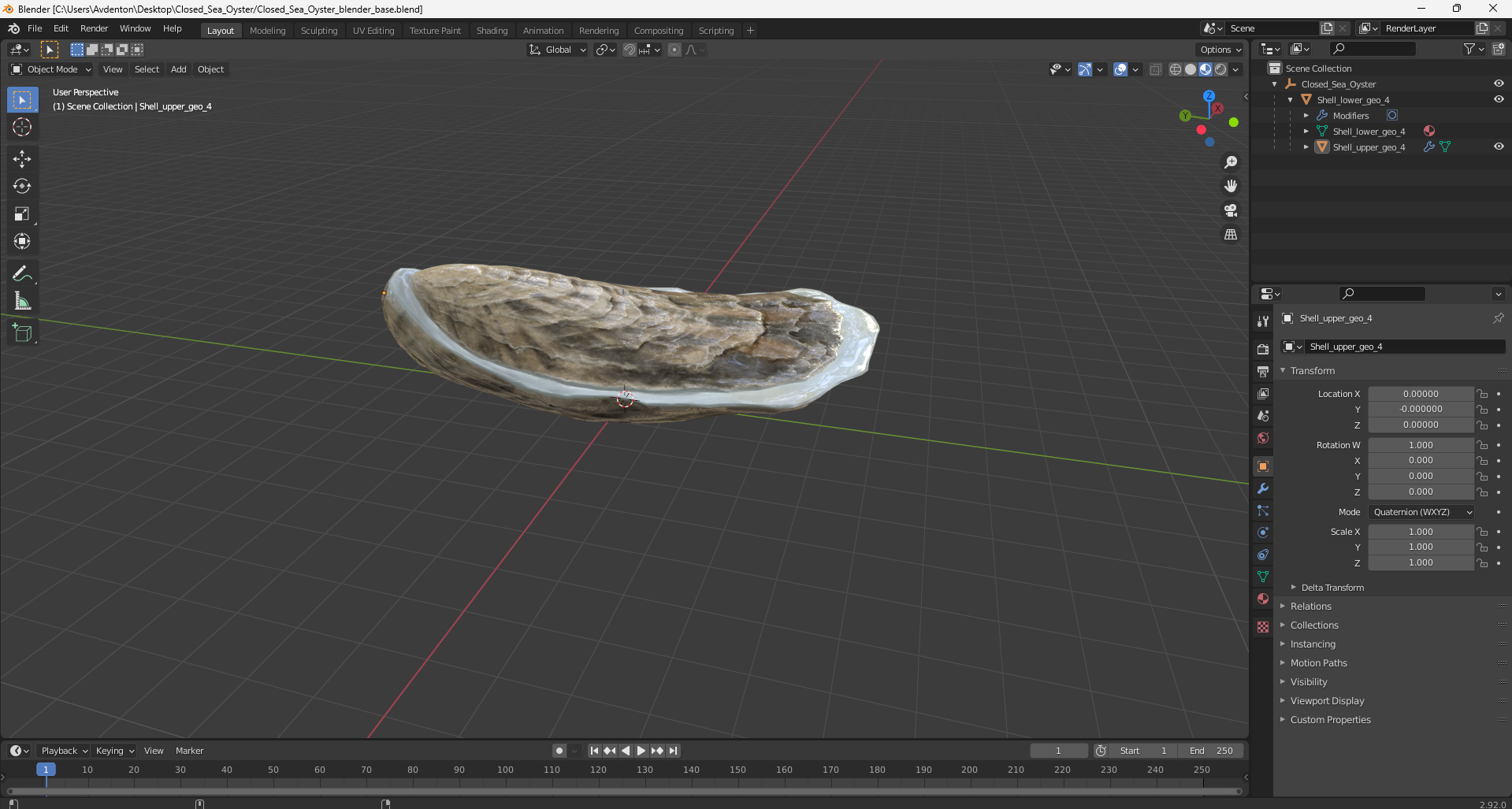 Closed Sea Oyster 3D