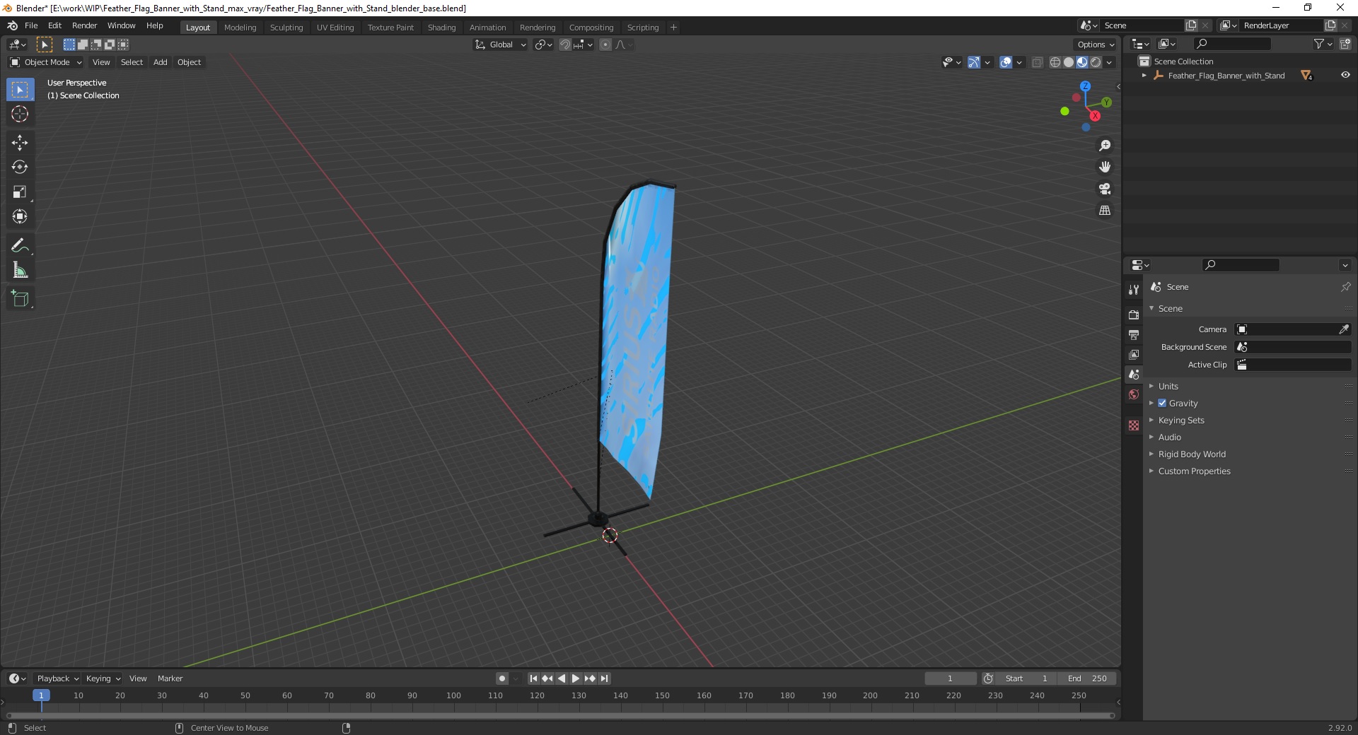3D model Feather Flag Banner with Stand