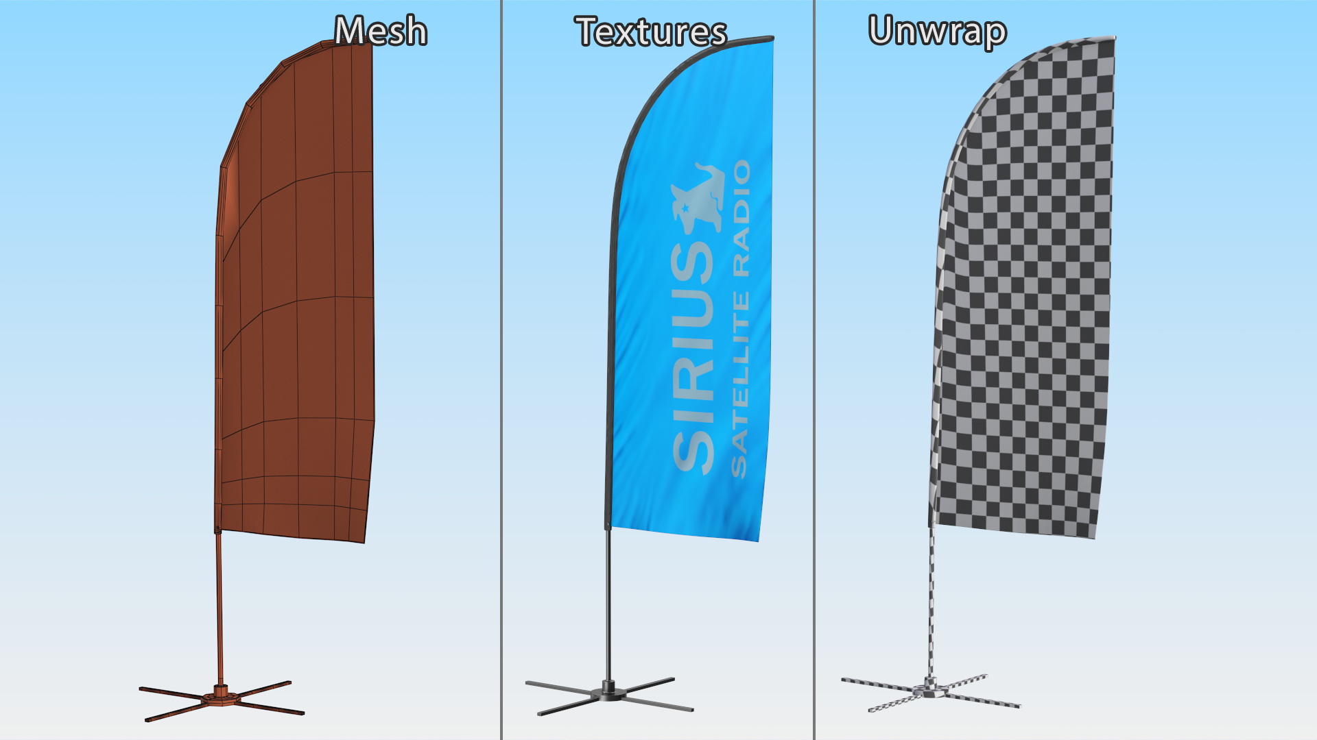 3D model Feather Flag Banner with Stand