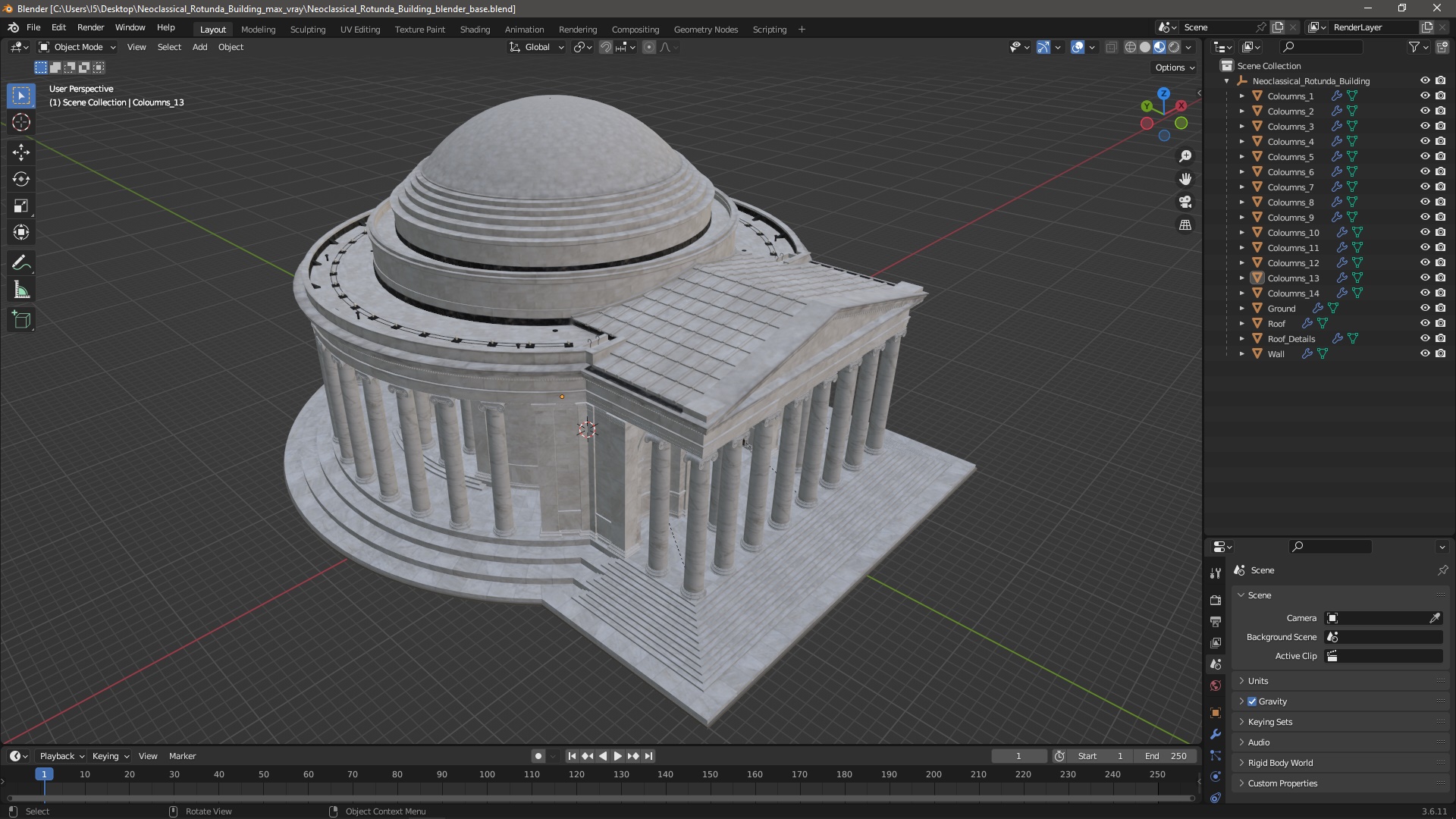 Neoclassical Rotunda Building 3D model