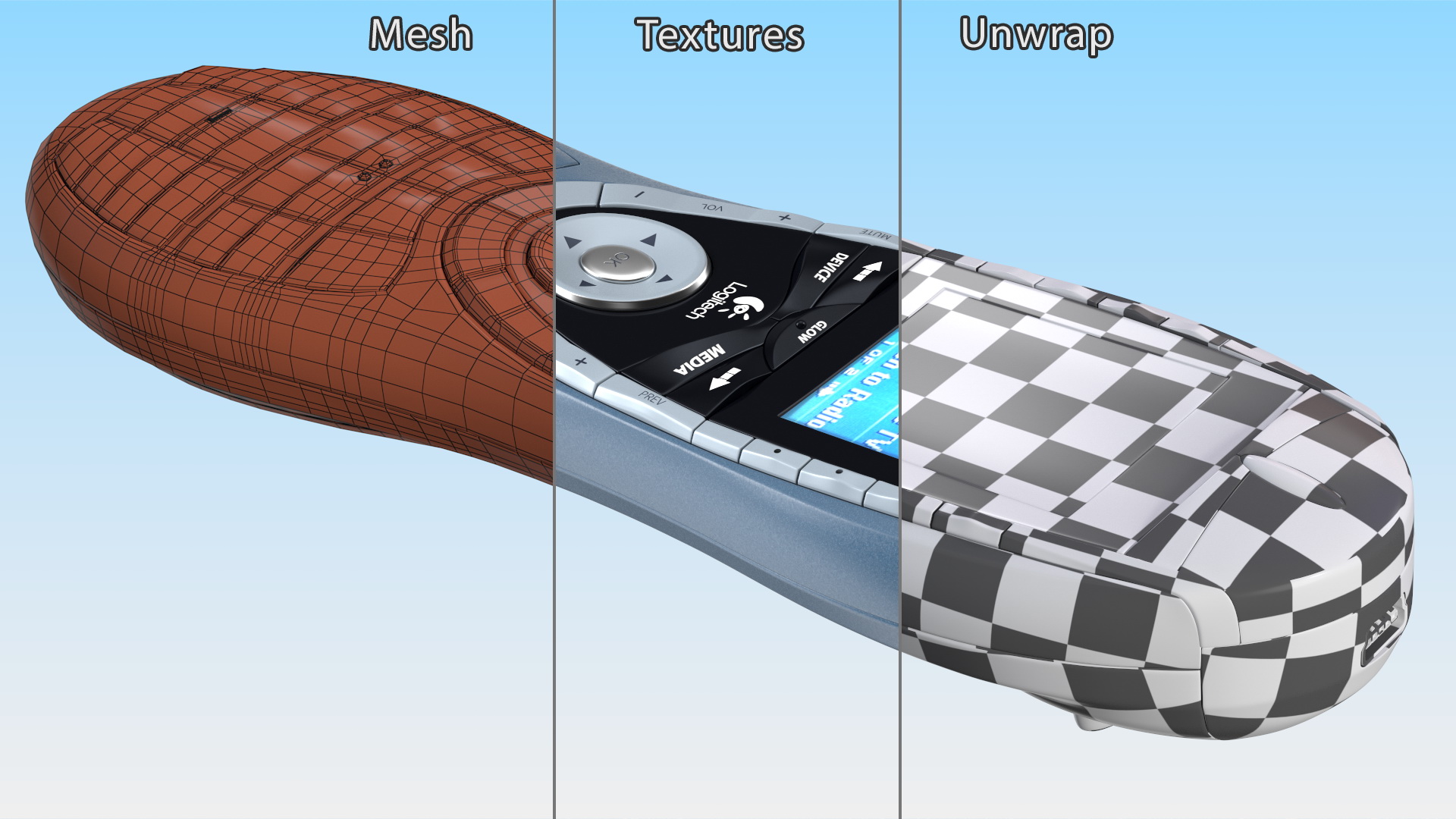3D model Universal Remote Control Logitech Harmony 880 Blue