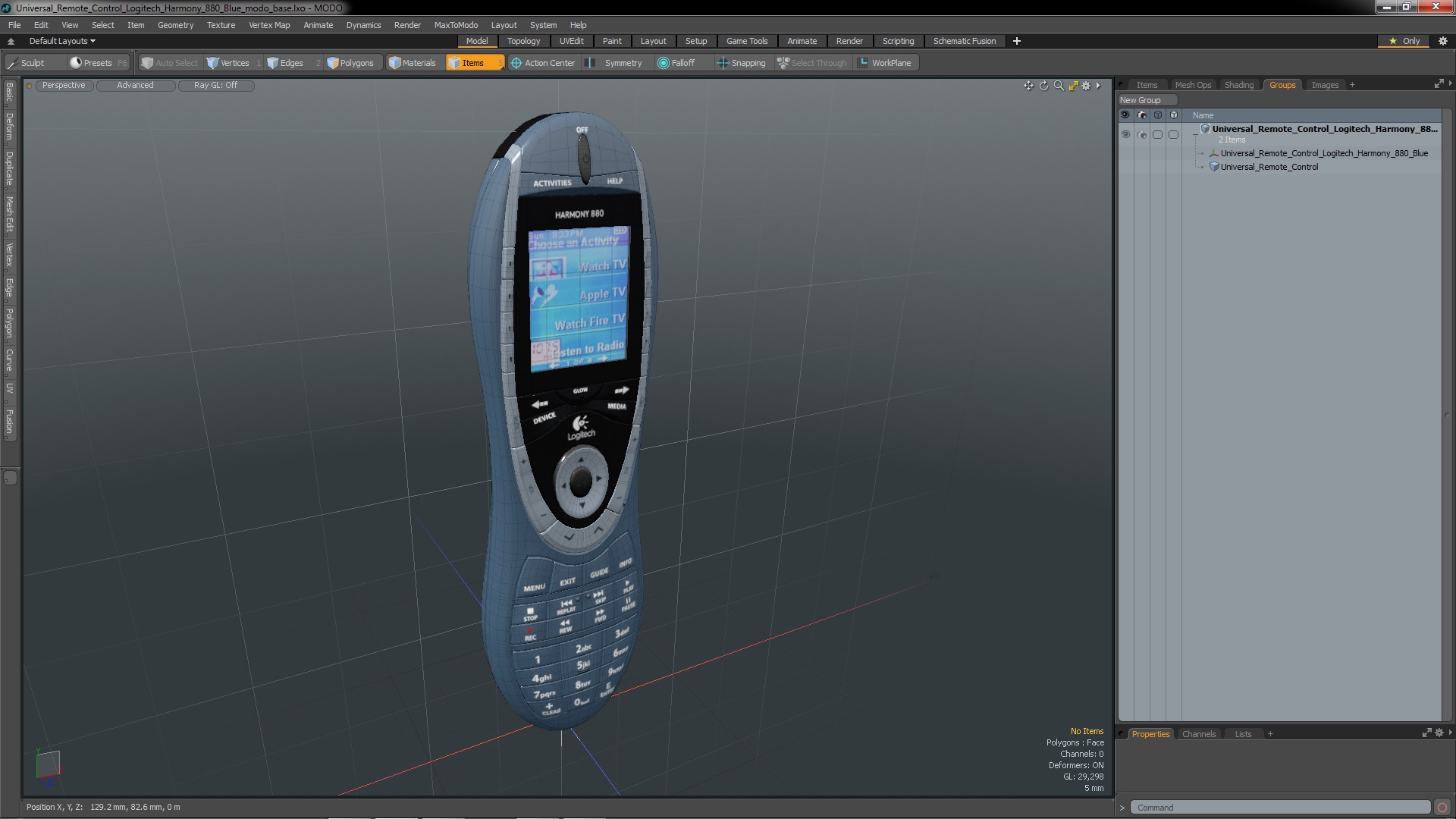 3D model Universal Remote Control Logitech Harmony 880 Blue