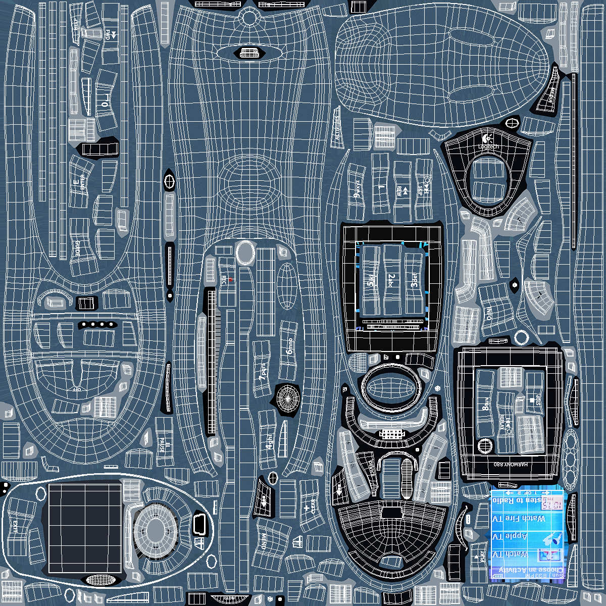 3D model Universal Remote Control Logitech Harmony 880 Blue