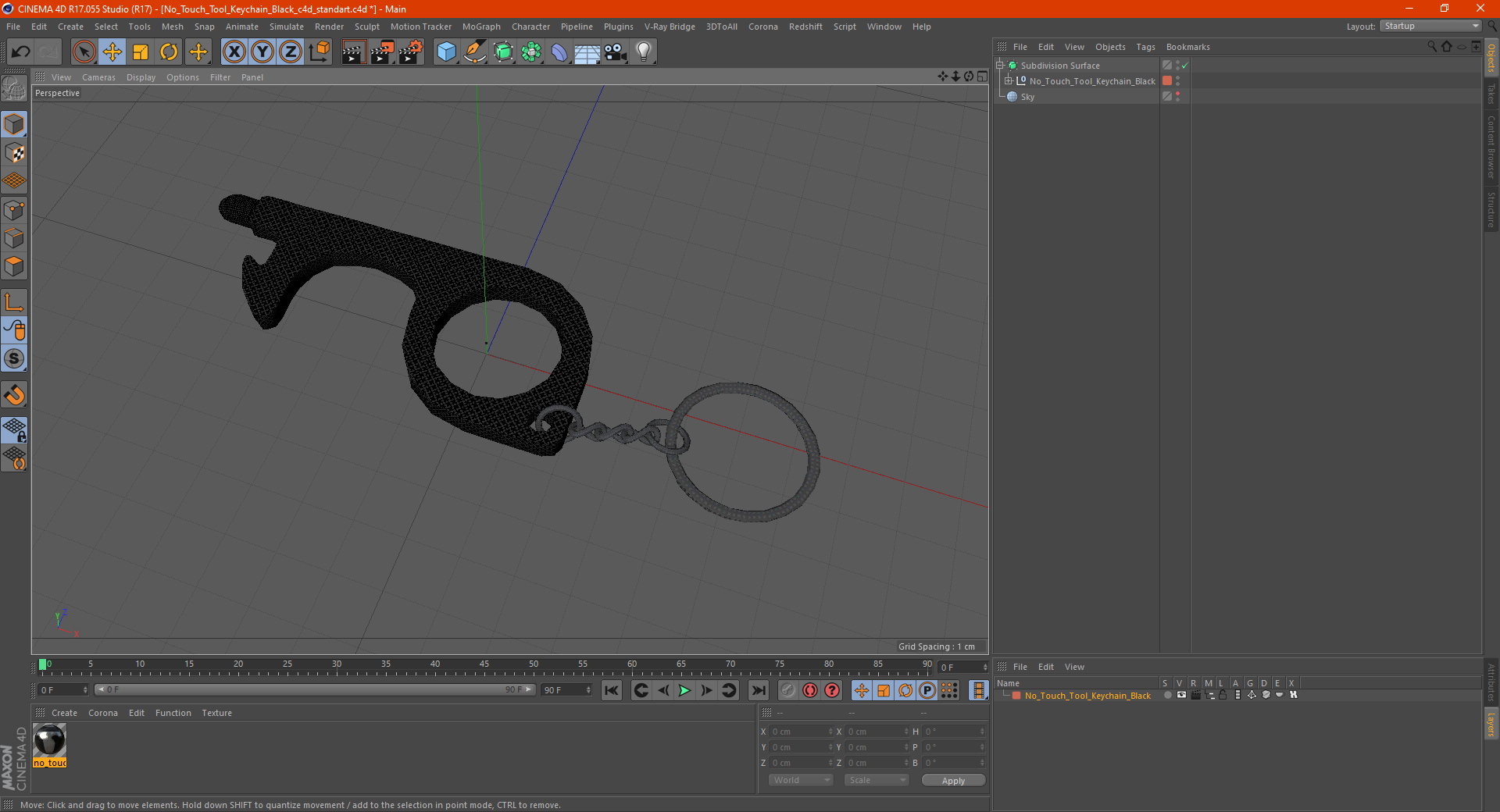 3D No Touch Tool Keychain Black model