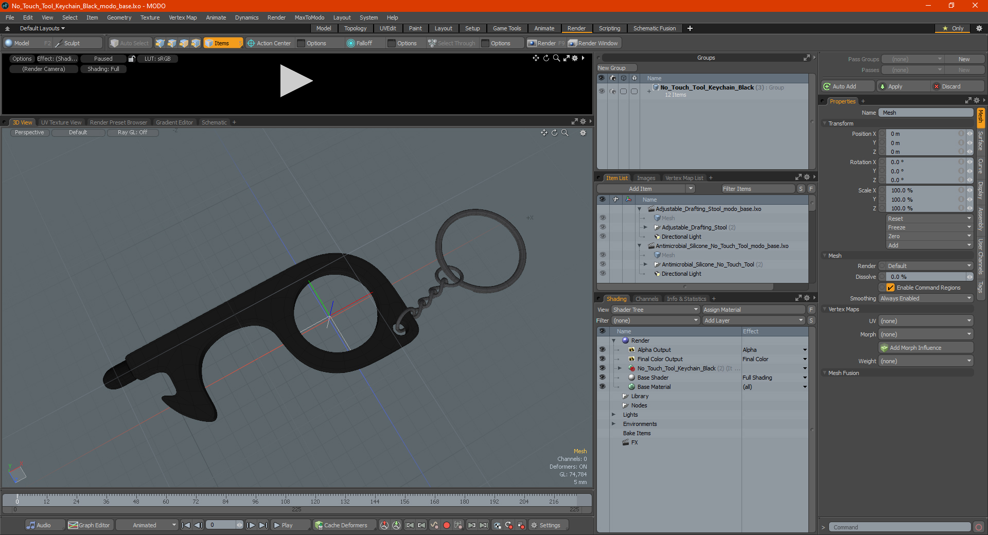 3D No Touch Tool Keychain Black model