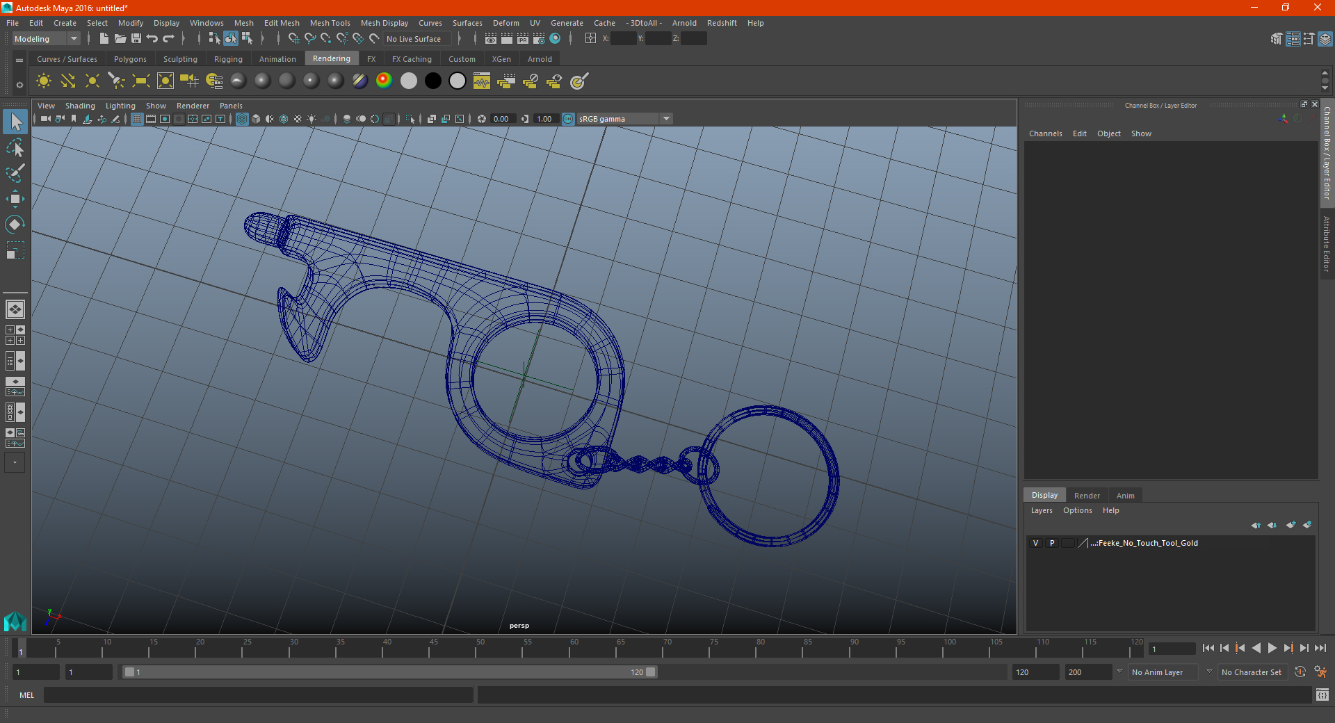 3D No Touch Tool Keychain Black model