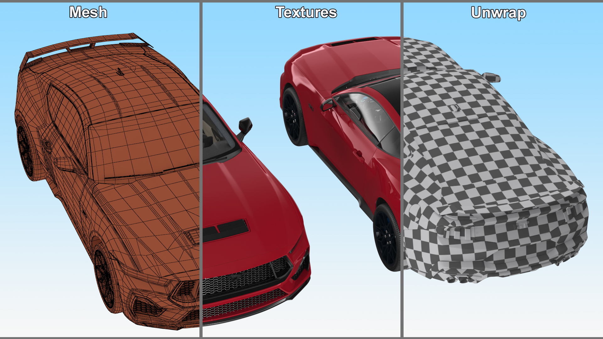3D Ford Mustang 2024 Red