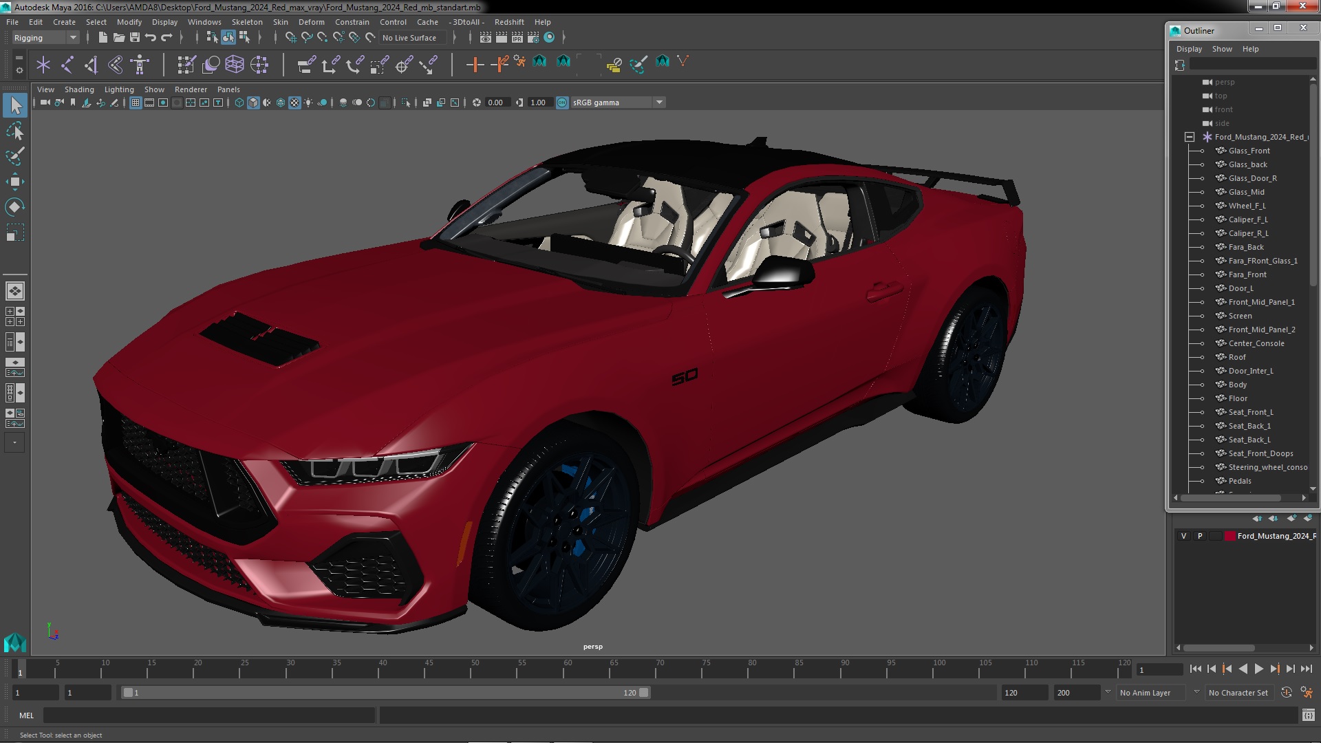 3D Ford Mustang 2024 Red